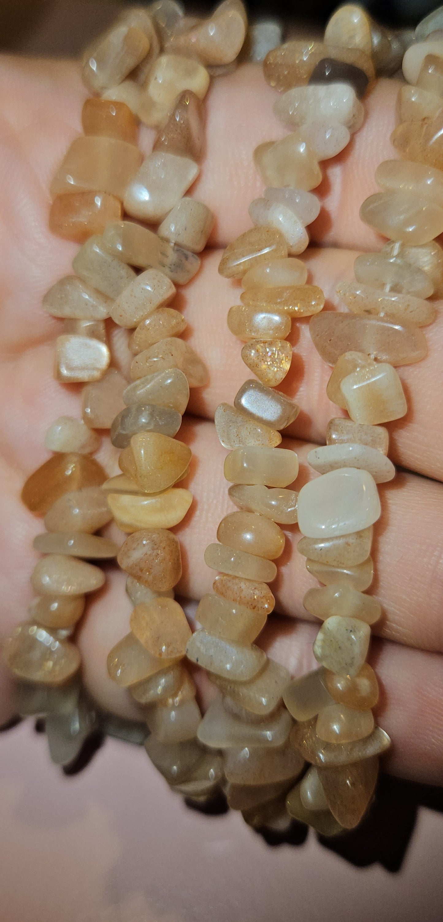 Peach Moonstone chip Necklace