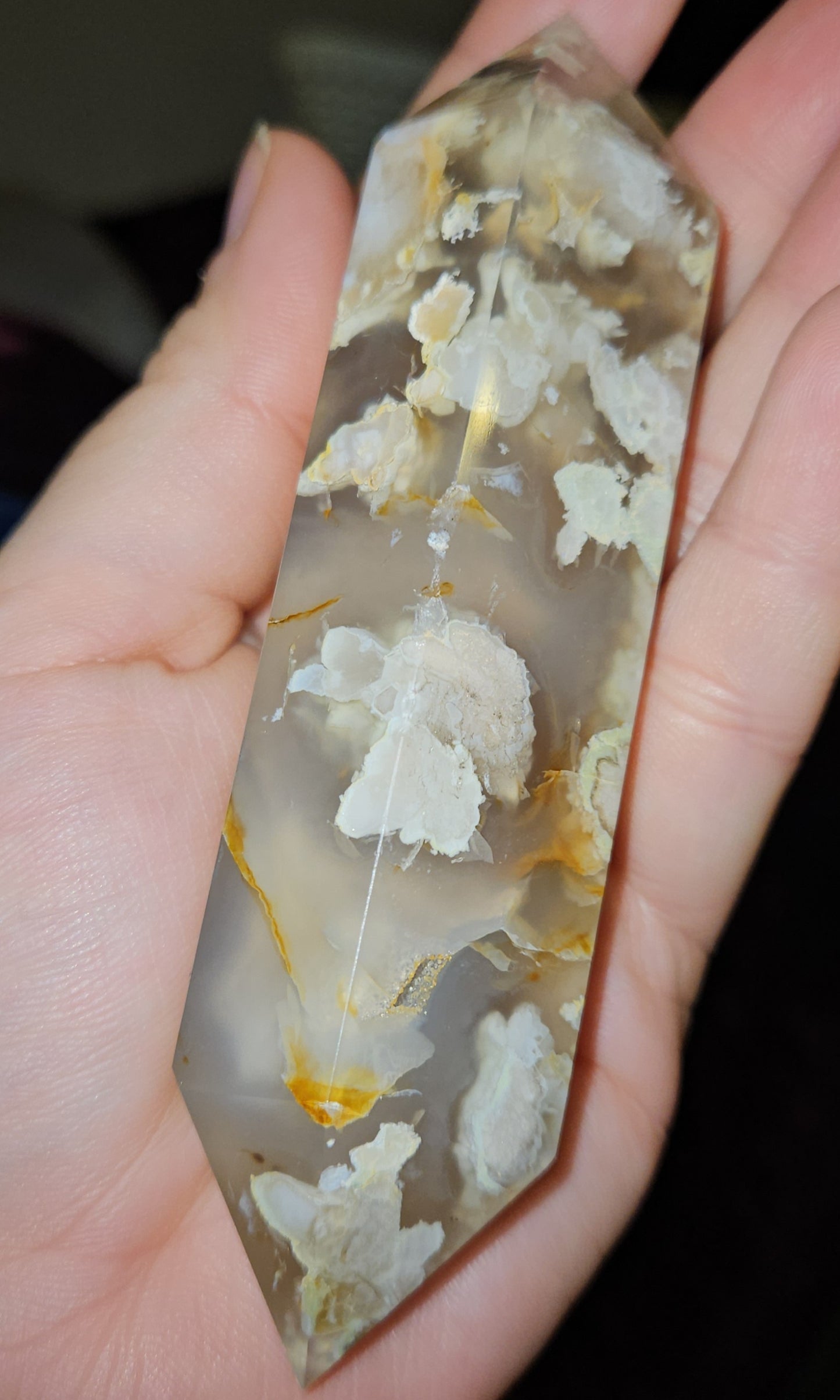 Flower Agate Double Point