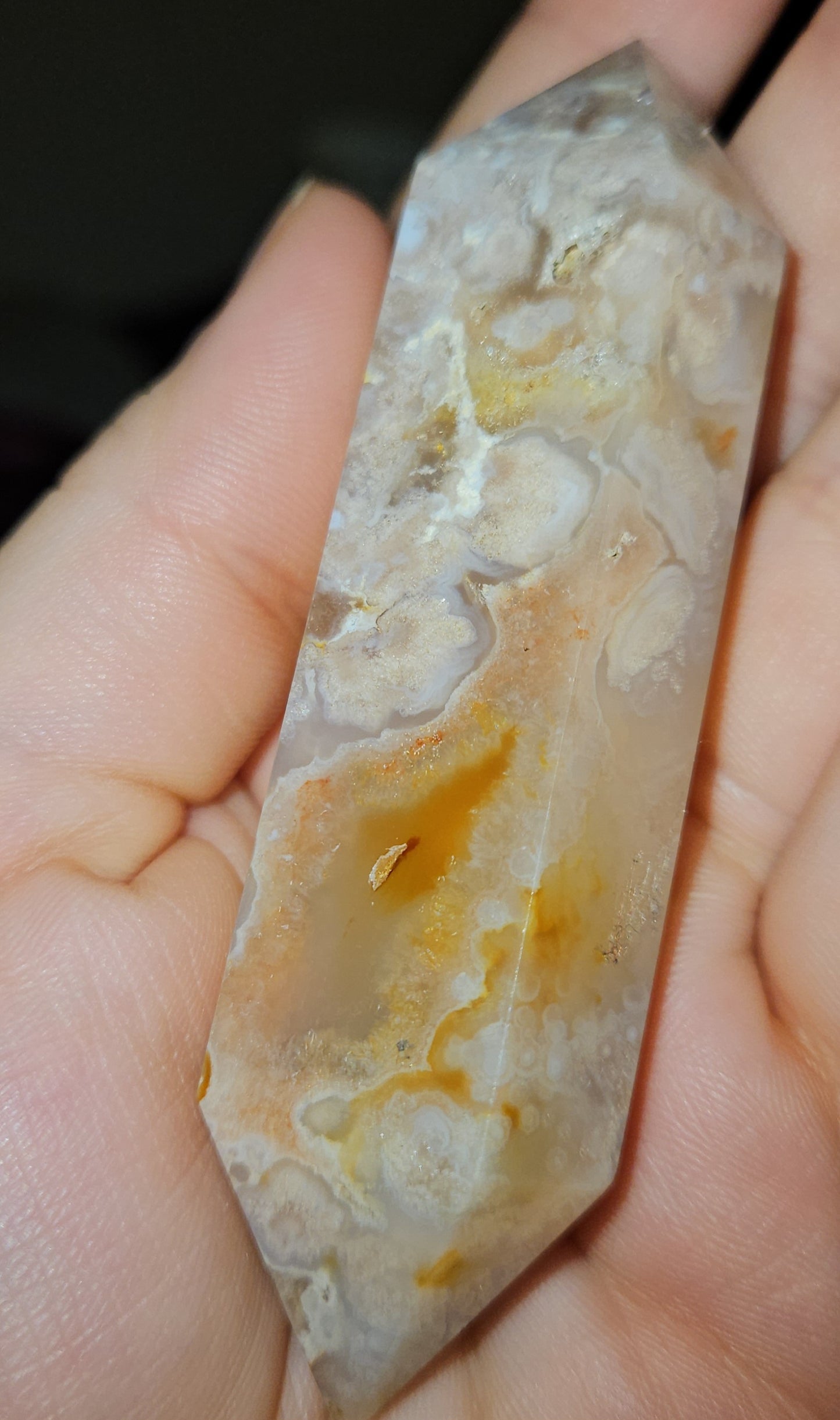Flower Agate Double Point
