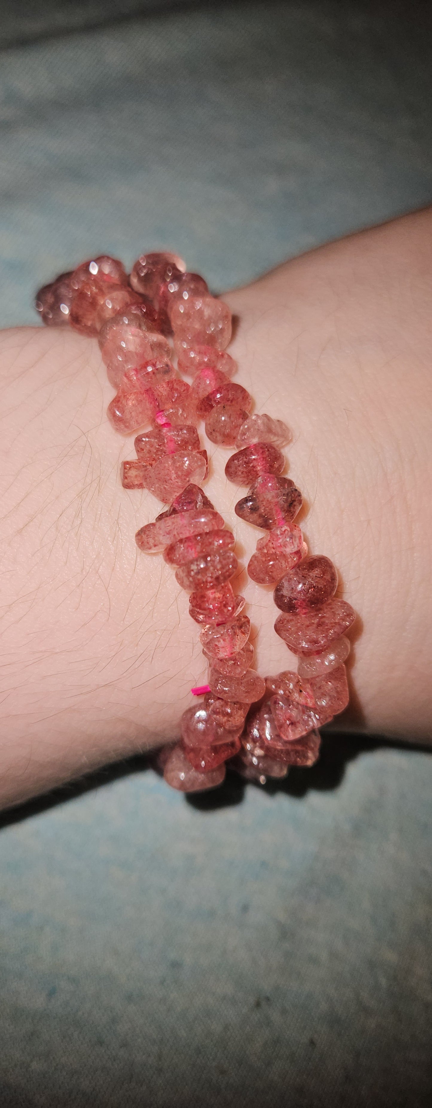 Strawberry Quartz Chip Bracelet