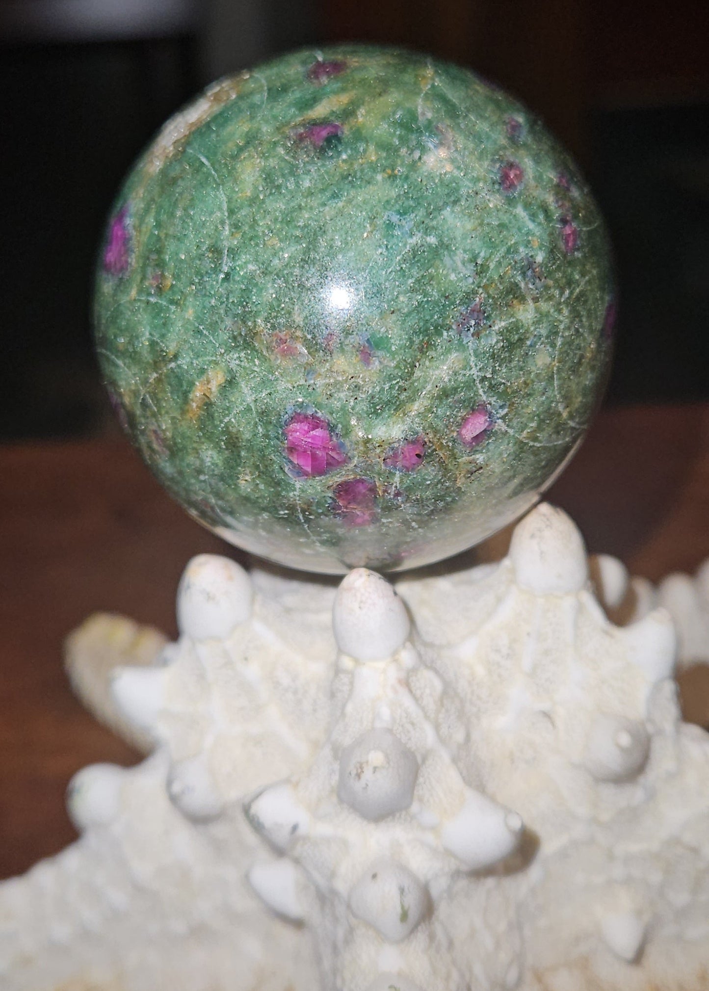 Ruby Zoisite Sphere (UV Reactive)
