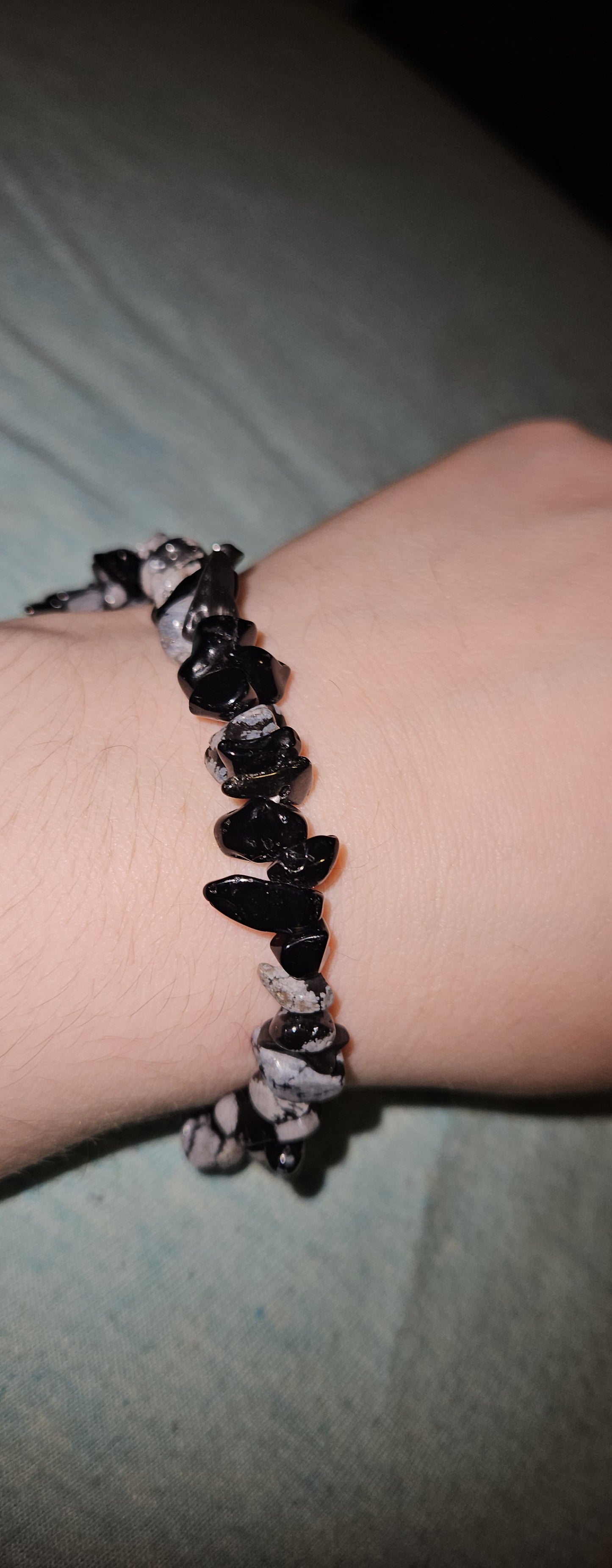 Snowflake Obsidian Chip Bracelet