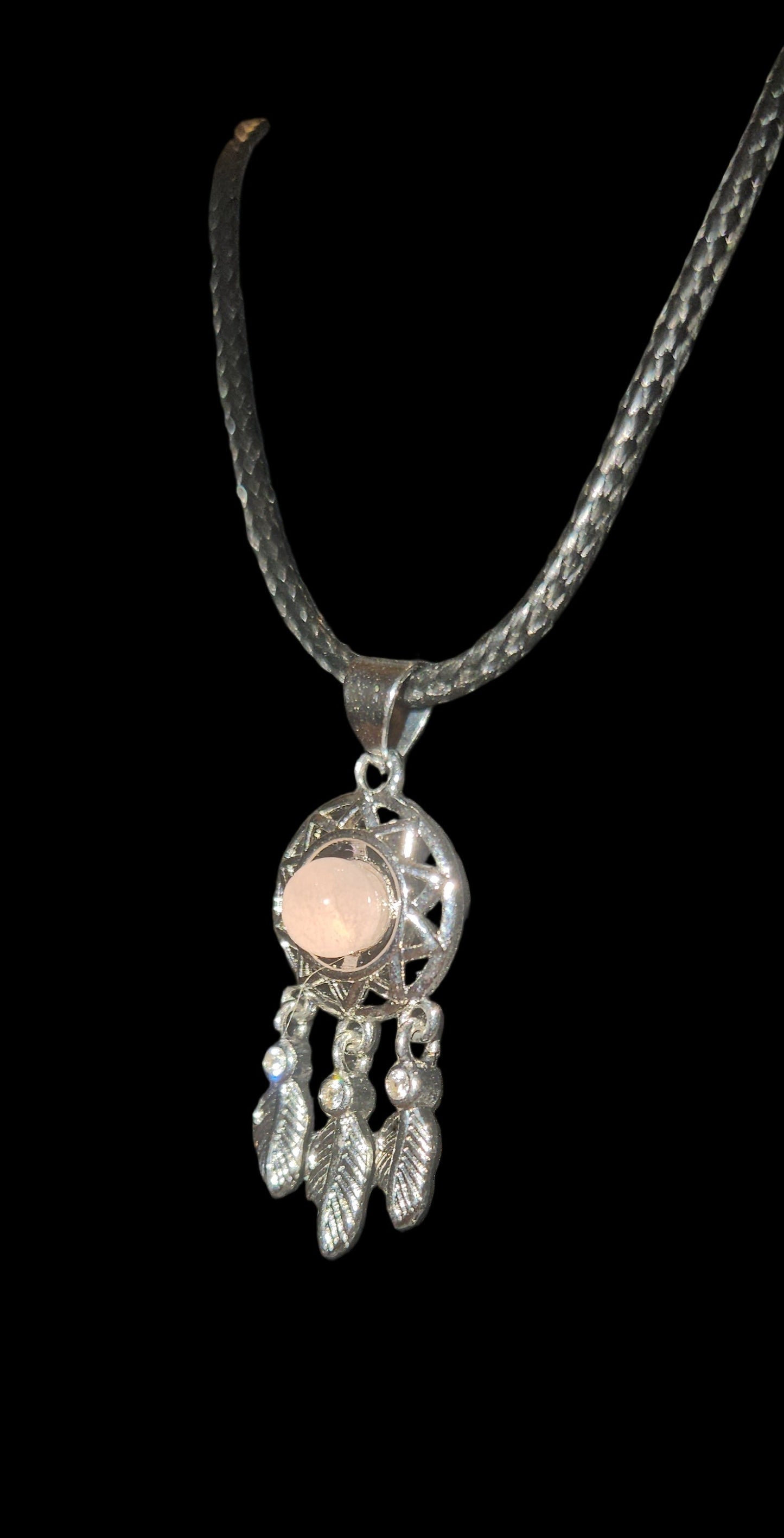 Rose Quartz Dream Catcher Necklace