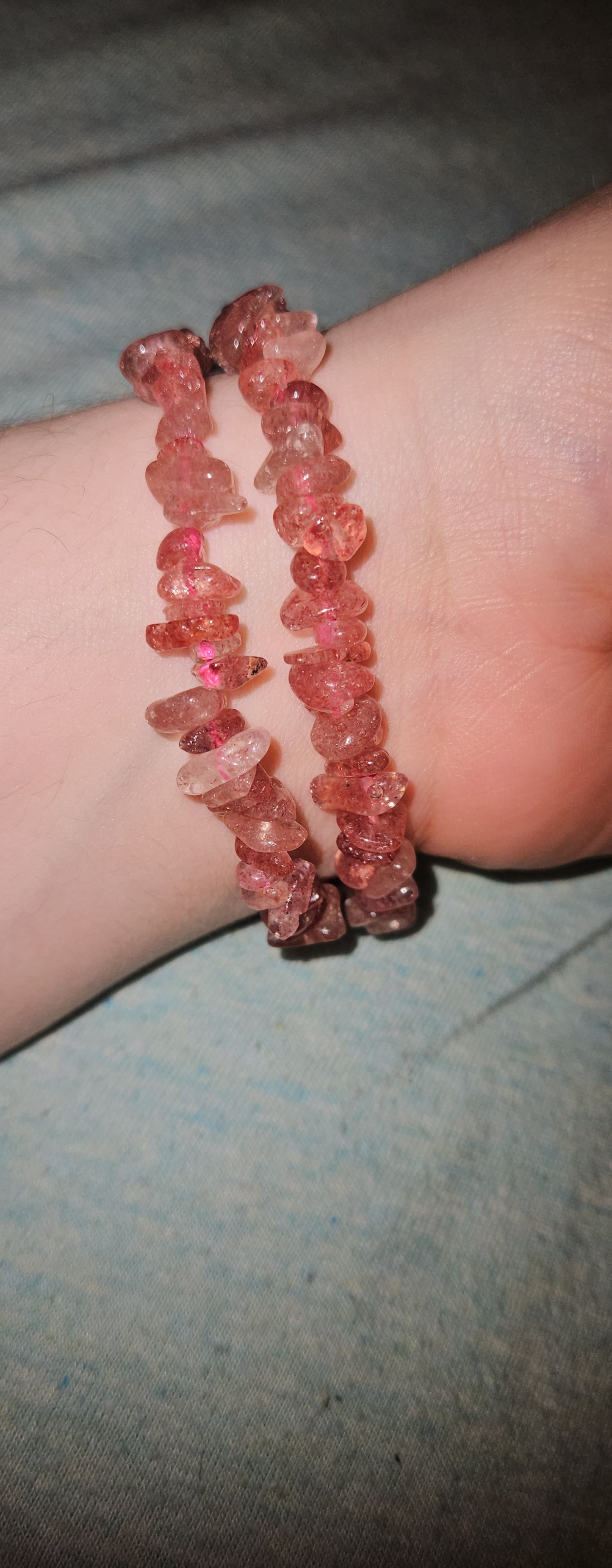 Strawberry Quartz Chip Bracelet