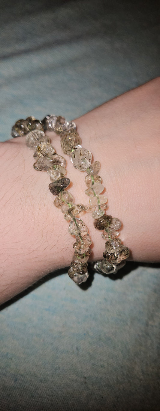 Green Rutile Chip Bracelet