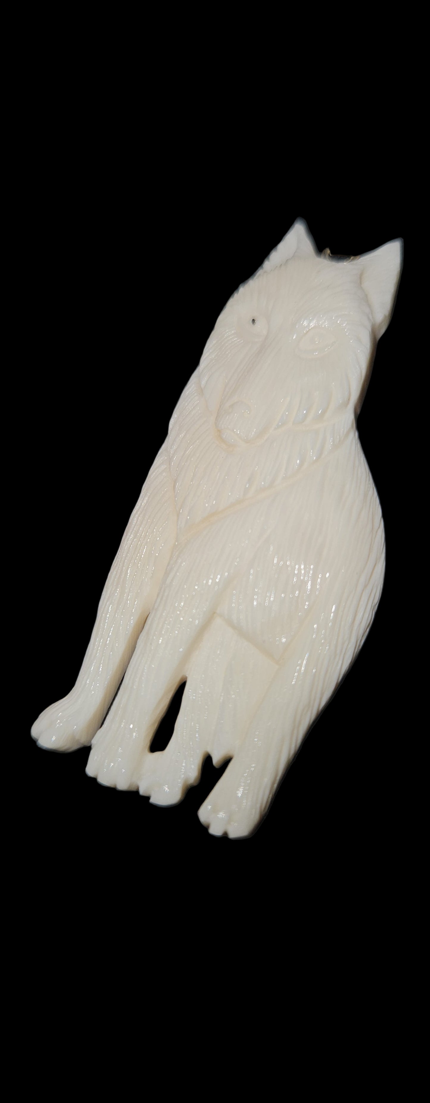 Wolf Pendant (Carved Cow Bone)