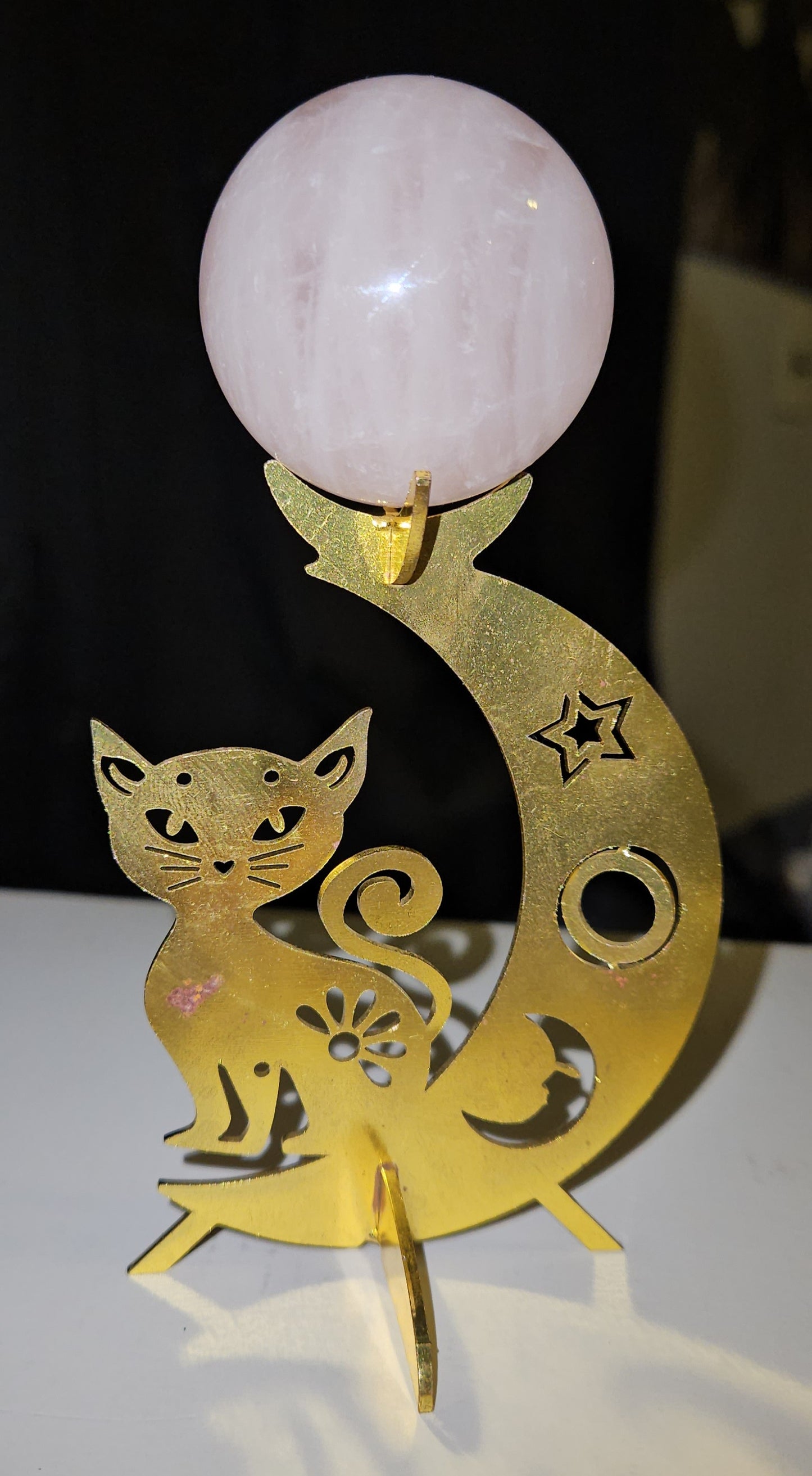 Cat Cresent Moon Sphere Stand