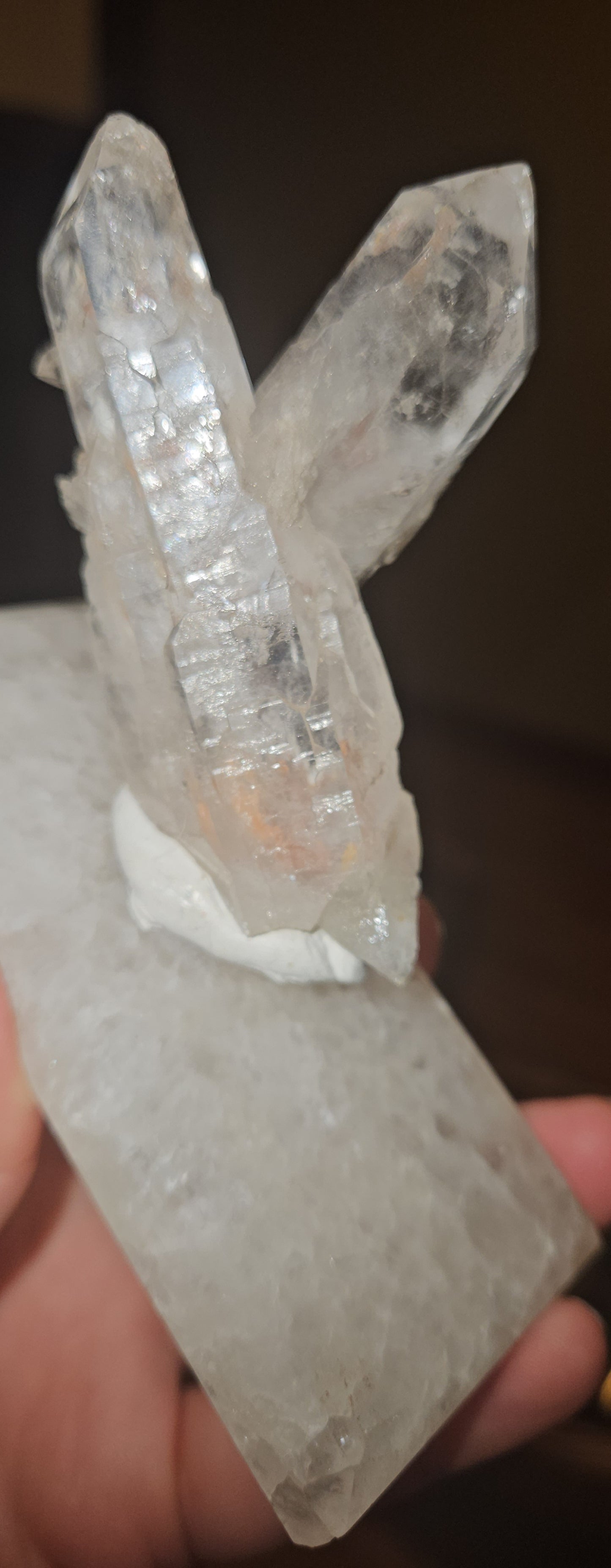 Brazilian Pink Lemurian Quartz with Quartz base