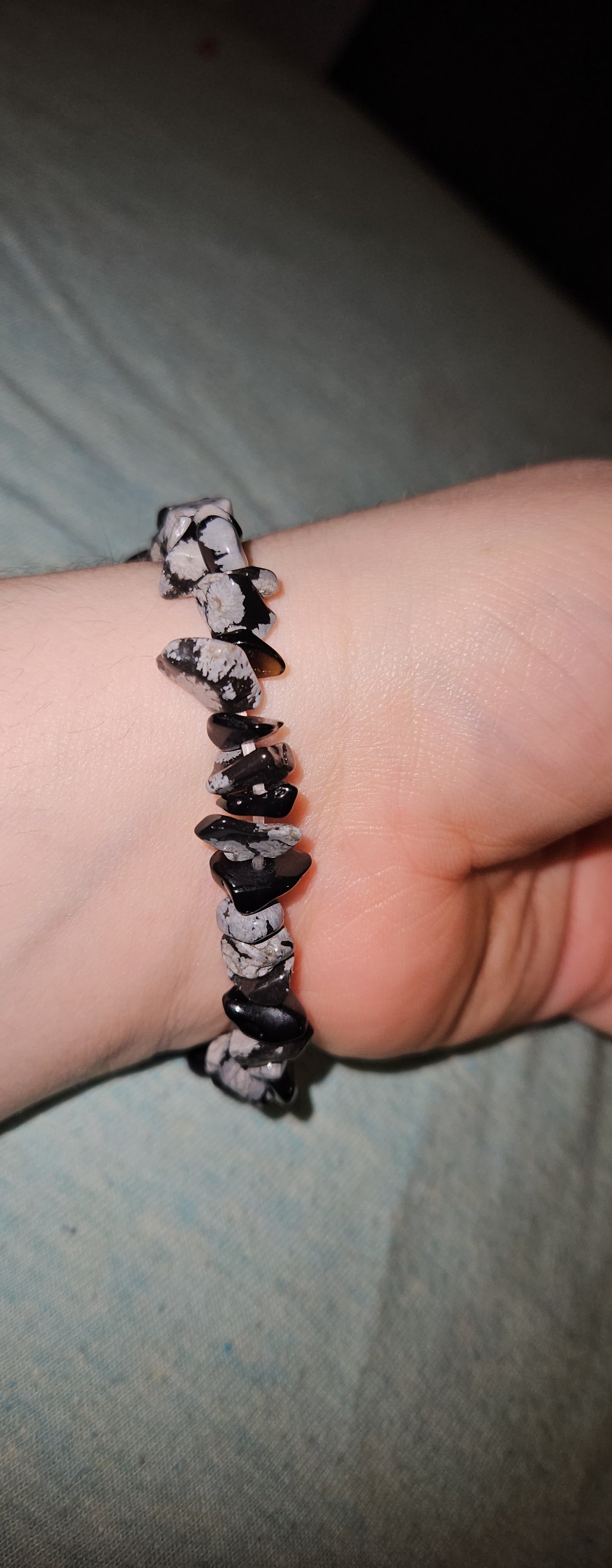 Snowflake Obsidian Chip Bracelet