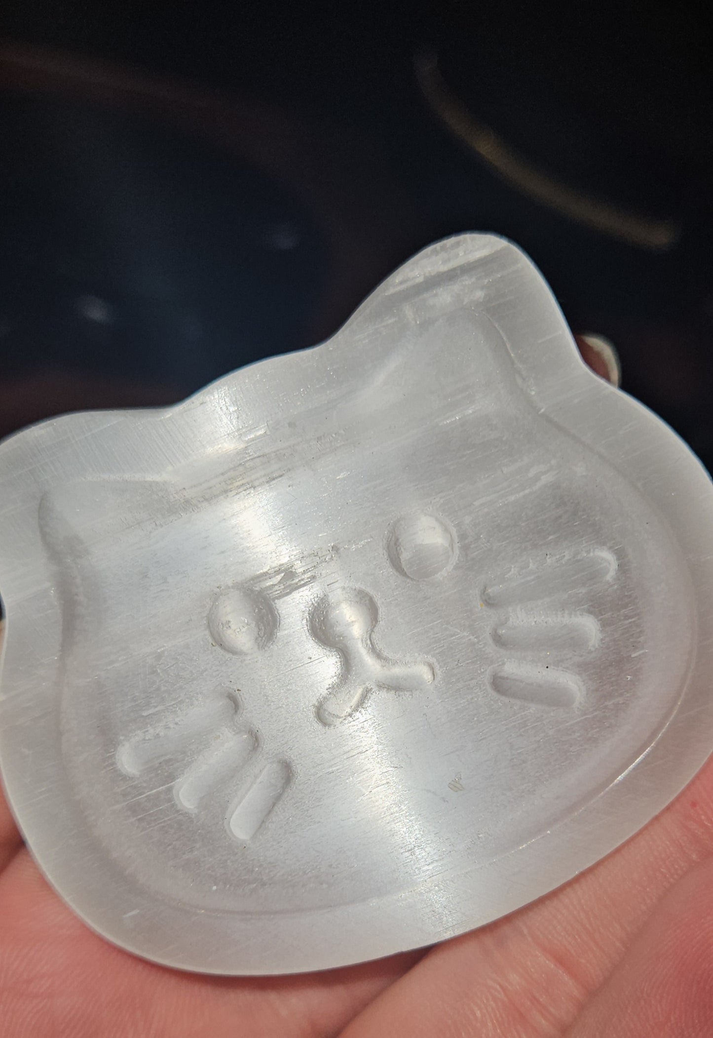 Selenite Cat Plate
