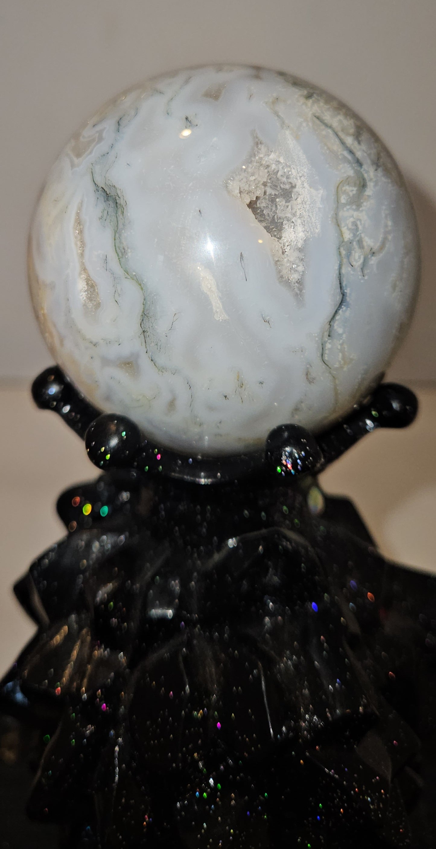 Moss Agate Druzy Sphere