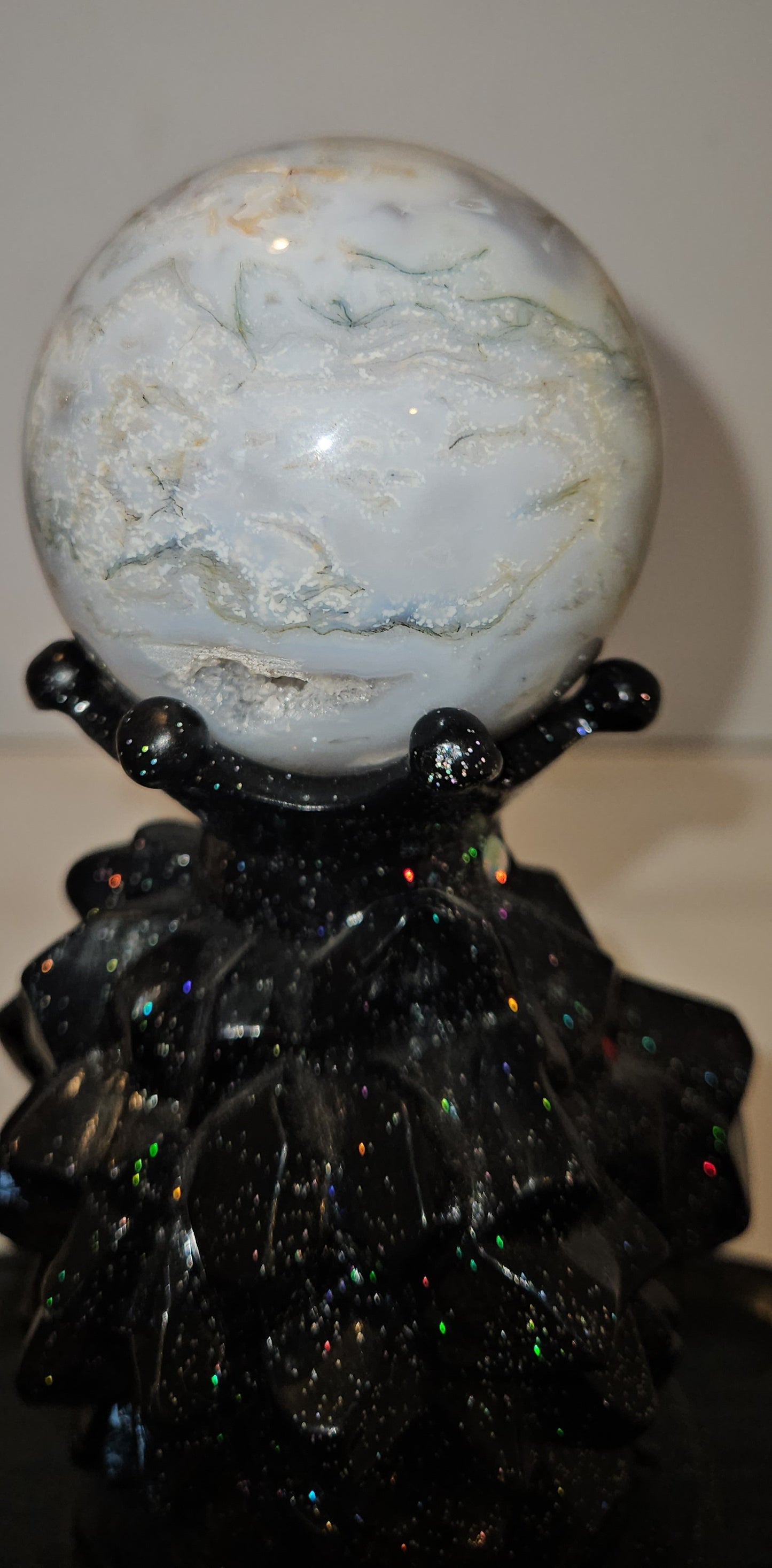 Moss Agate Druzy Sphere