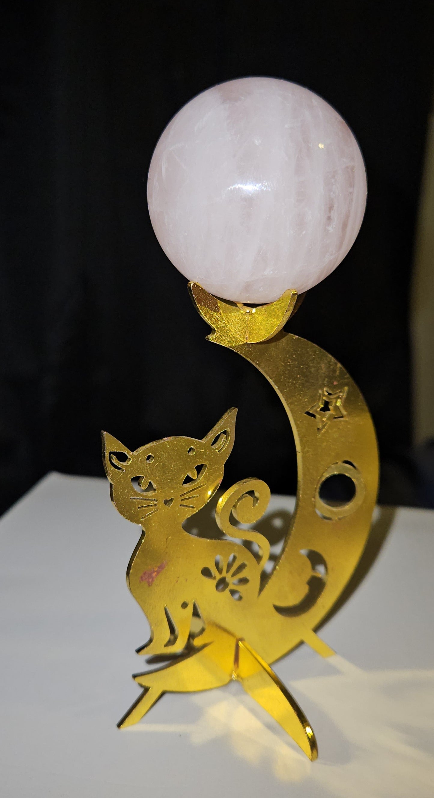 Cat Cresent Moon Sphere Stand