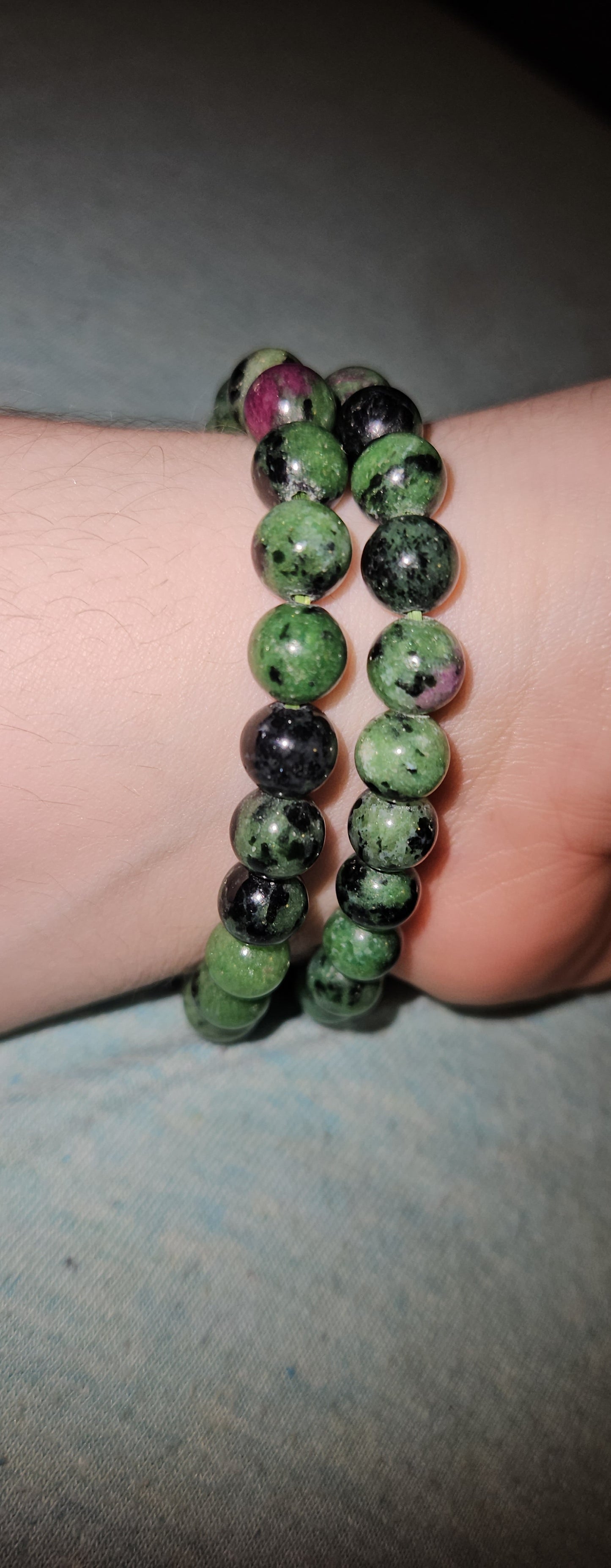 Ruby Zoisite Bracelet UV Reactive
