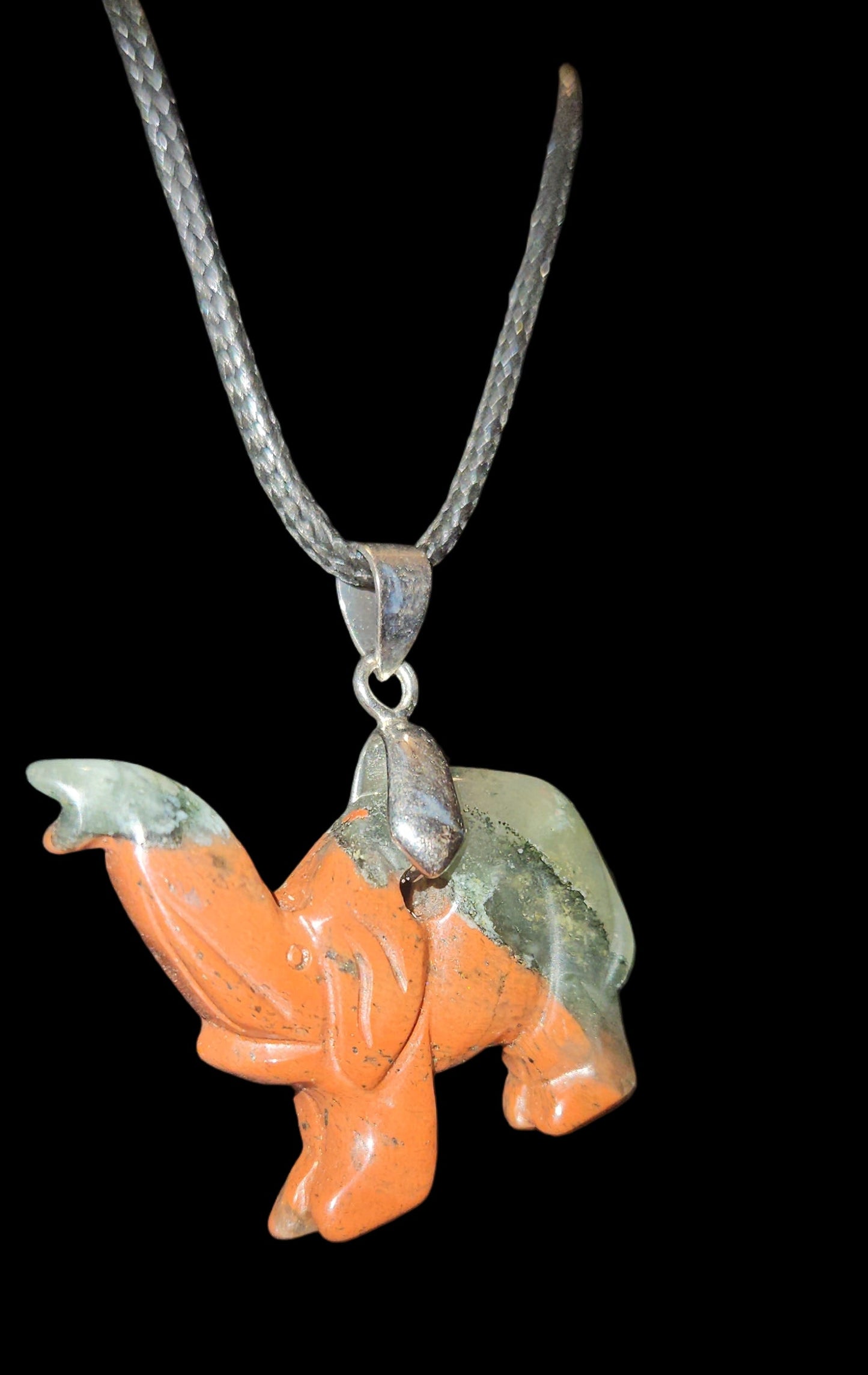 African Bloodstone Elephant Necklace