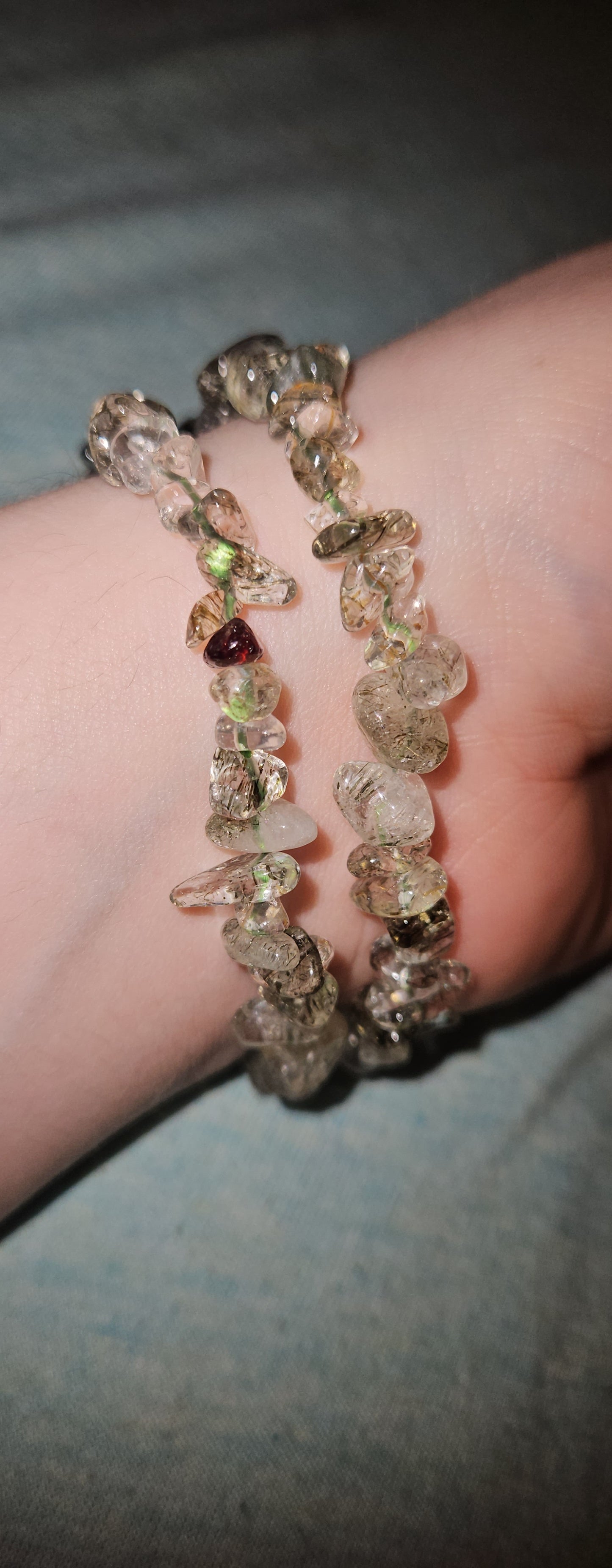Green Rutile Chip Bracelet
