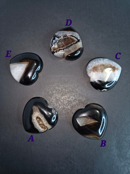 Black Banded Agate Hearts