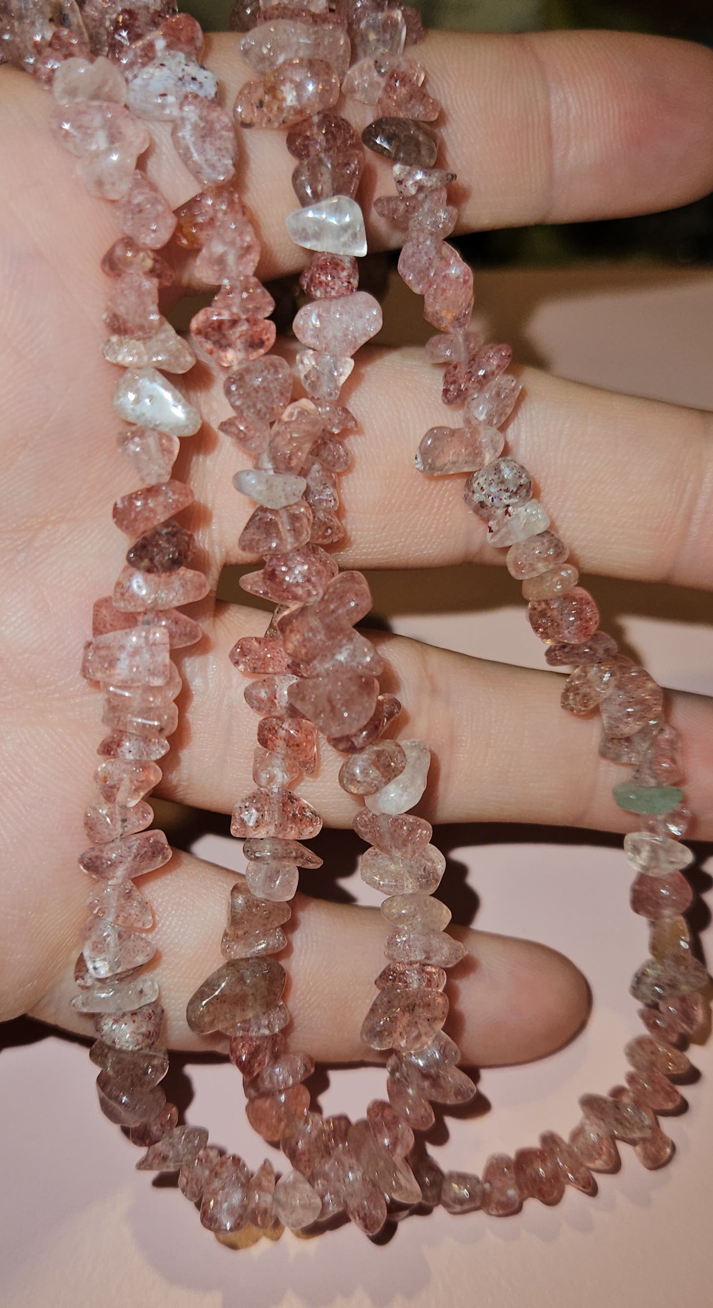 Strawberry Quartz Chip Necklace