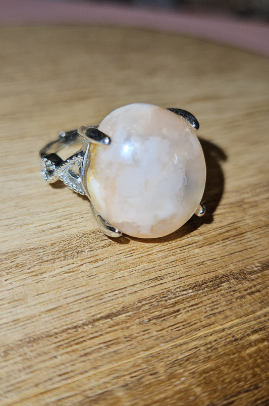 Flower Agate 925 Ring