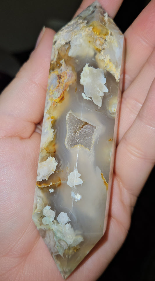 Flower Agate Double Point