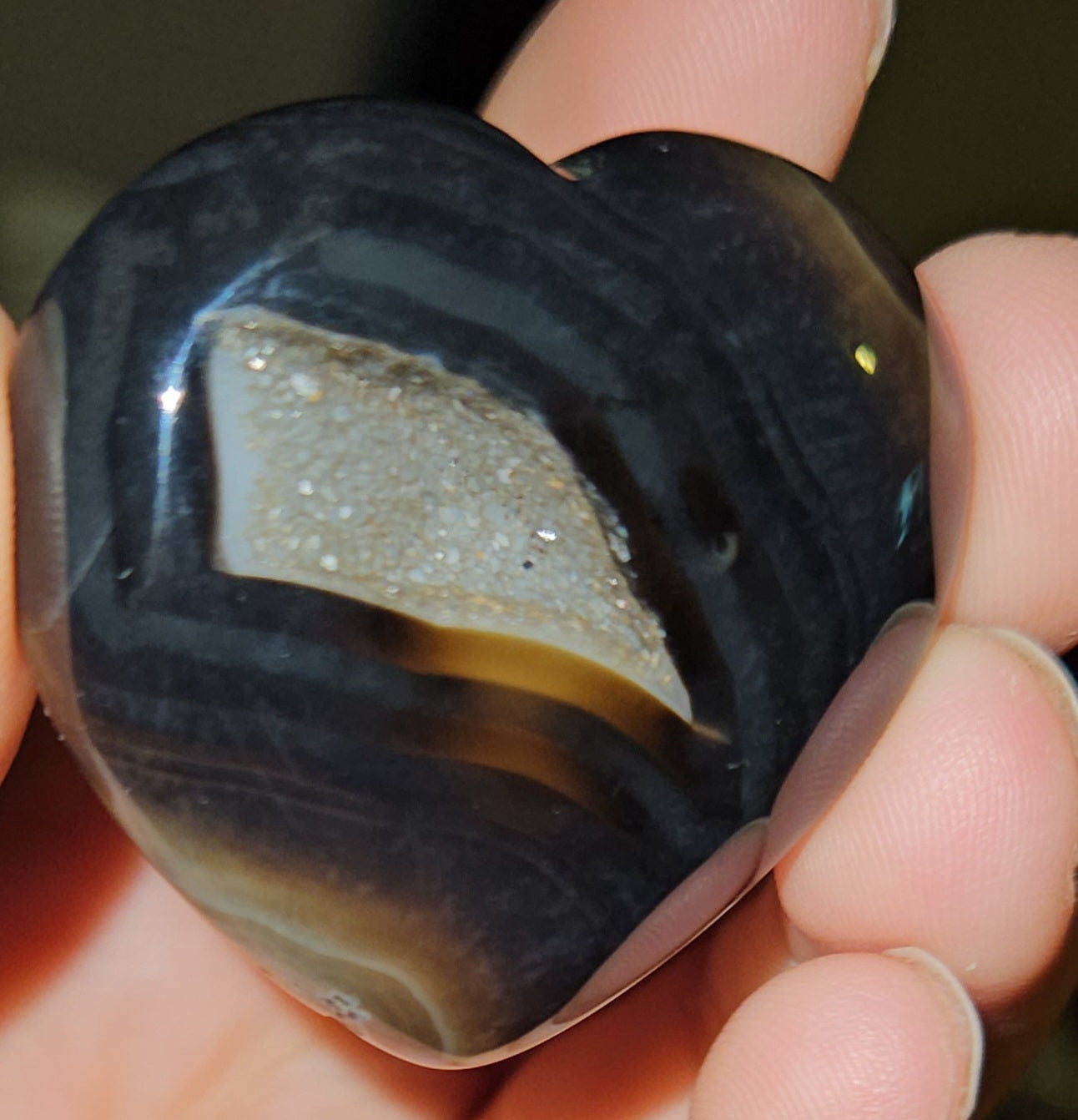 Black Banded Agate Hearts