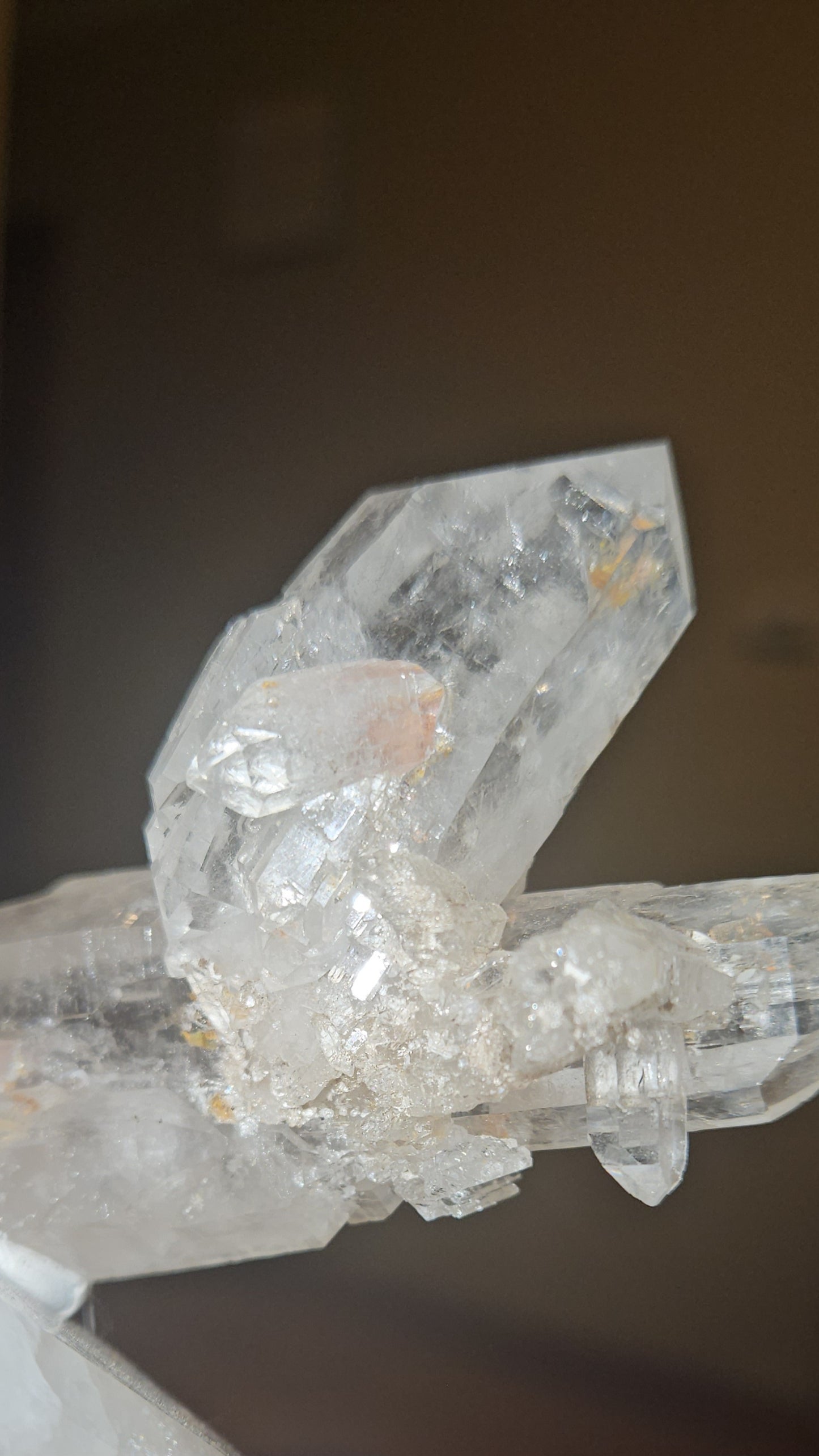 Brazilian Pink Lemurian Quartz with Quartz base