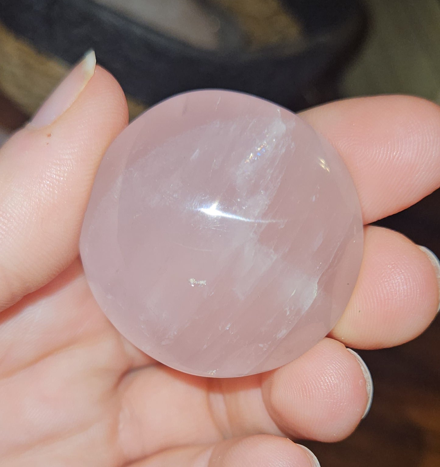Starflash Rose Quartz Palm Stone