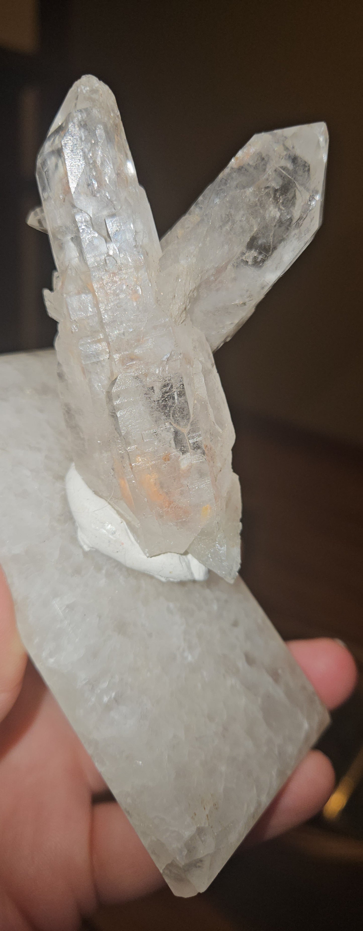 Brazilian Pink Lemurian Quartz with Quartz base