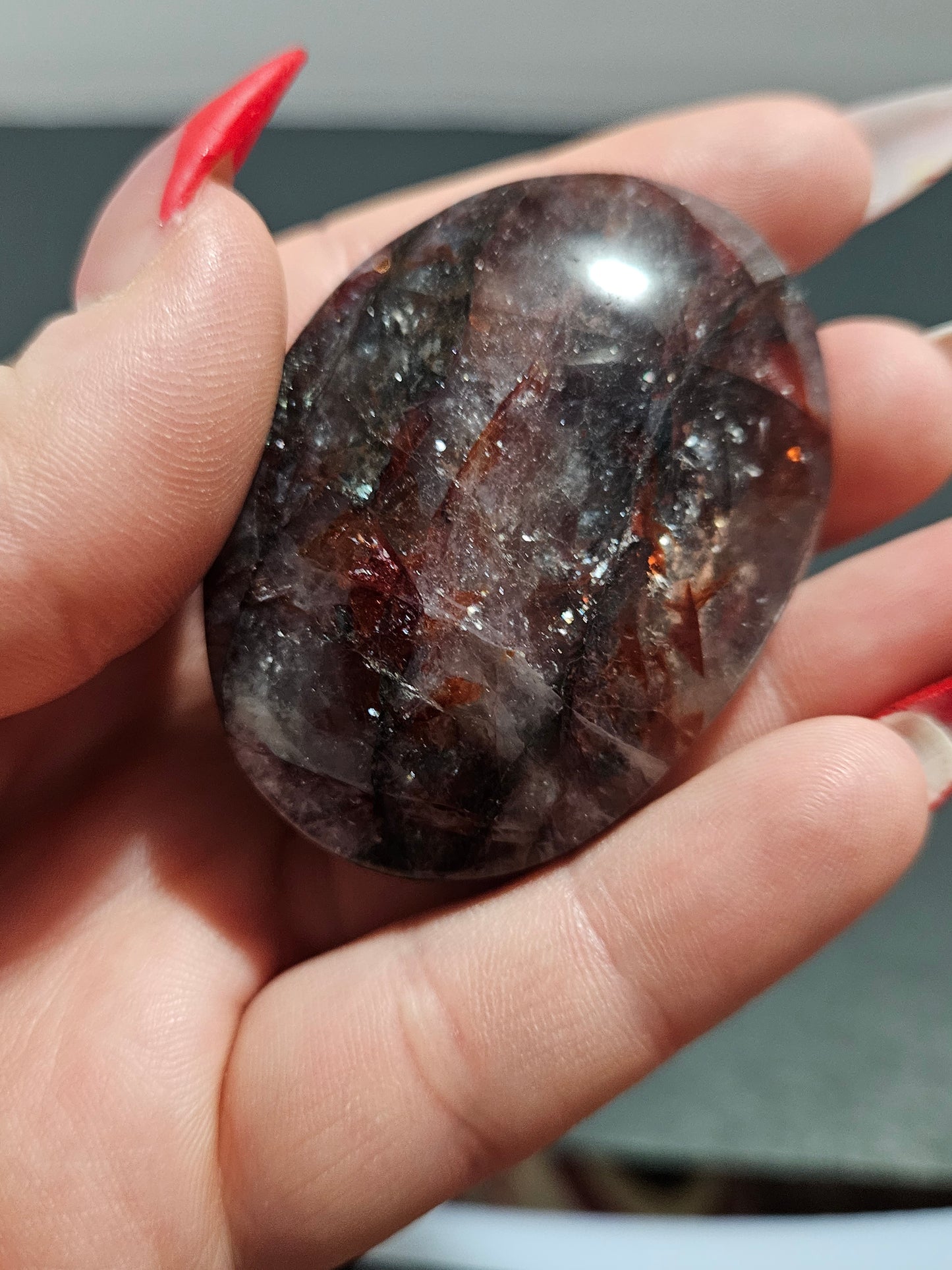 Fire Quartz Palm Stone