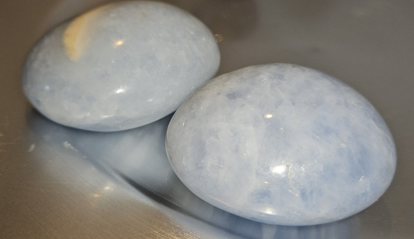 Blue Calcite Palm Stone