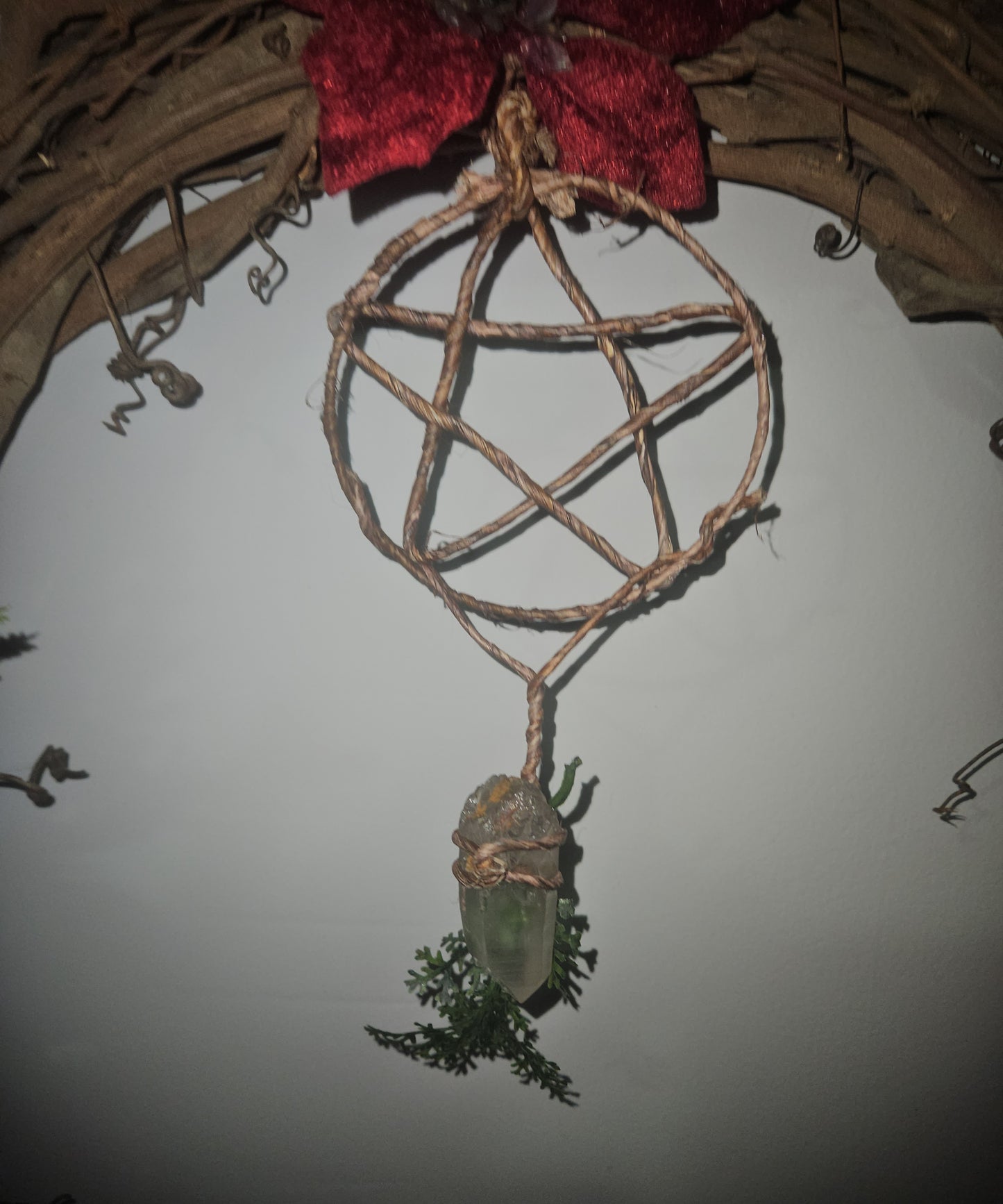 Yule Winter Solstice Crystal Infused Wreath