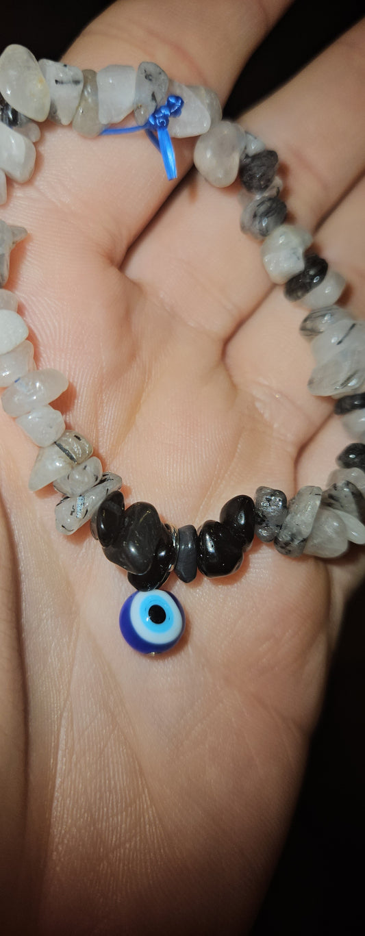 Tourmaline Obsidian Evil Eye Bracelet