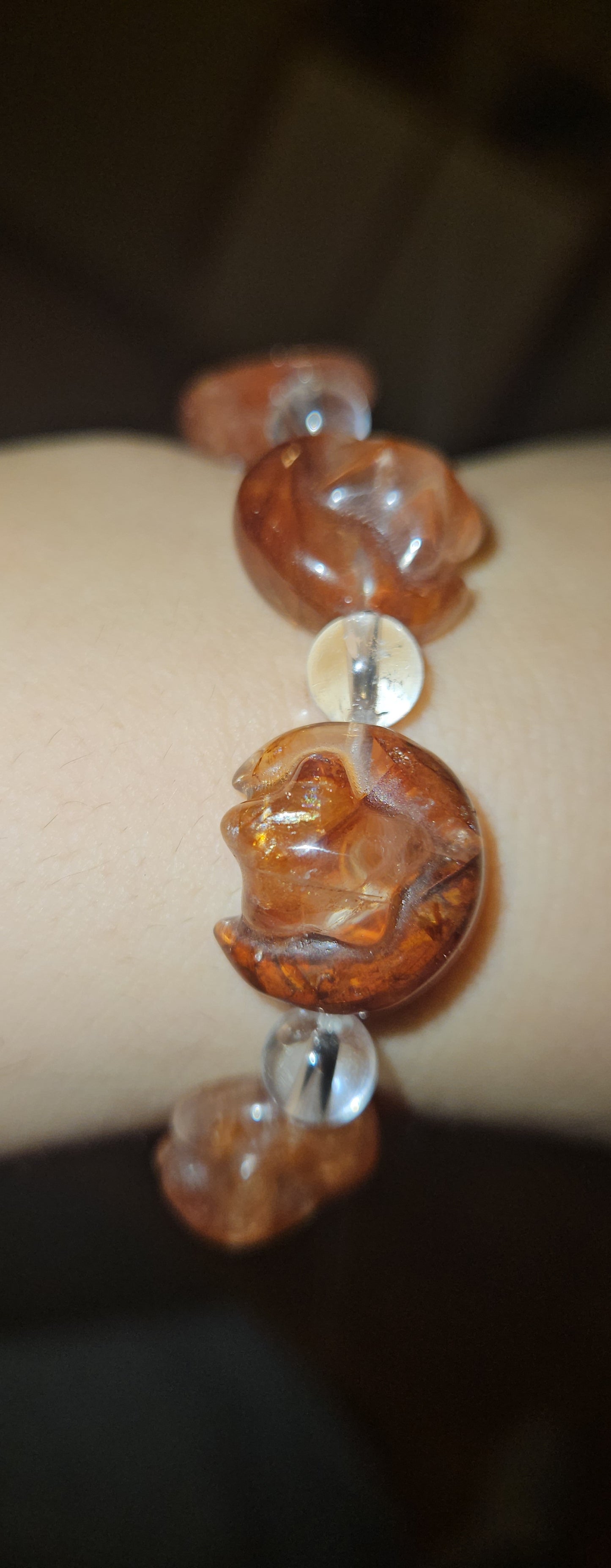 Fire Quartz/ Clear Quartz Moon & Star Bracelet