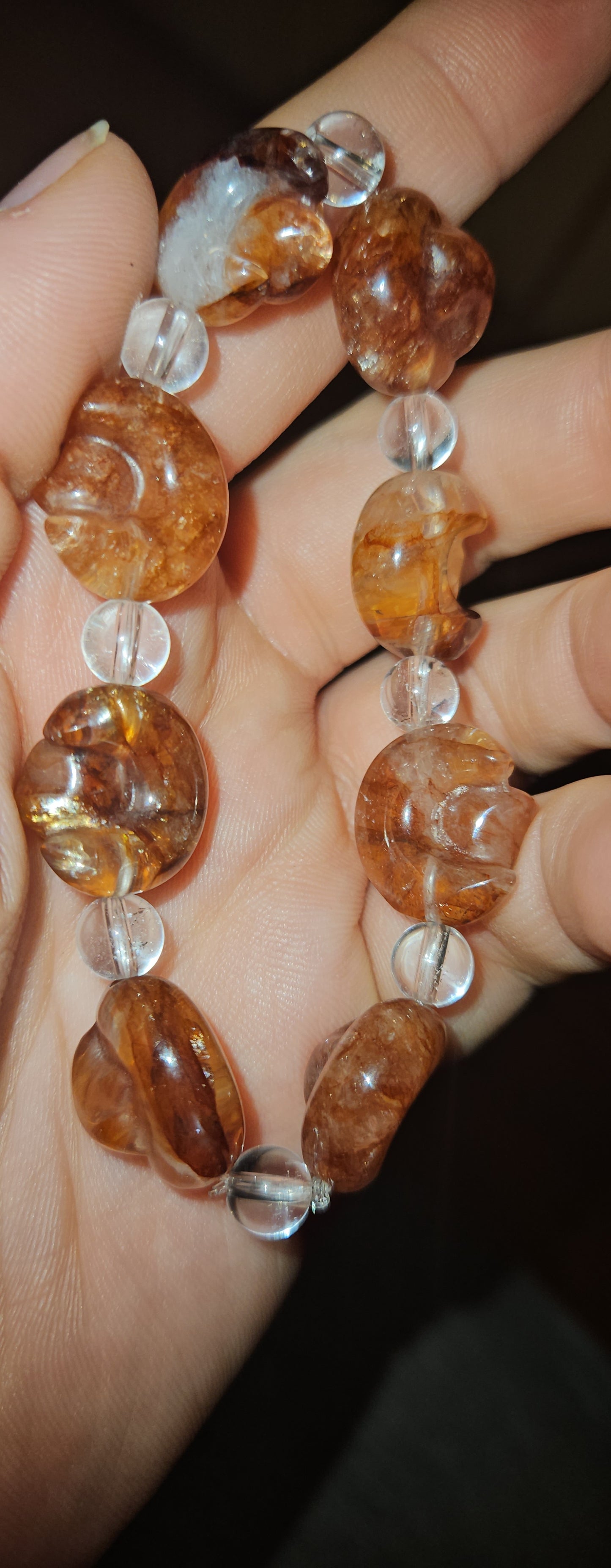 Fire Quartz/ Clear Quartz Moon & Star Bracelet