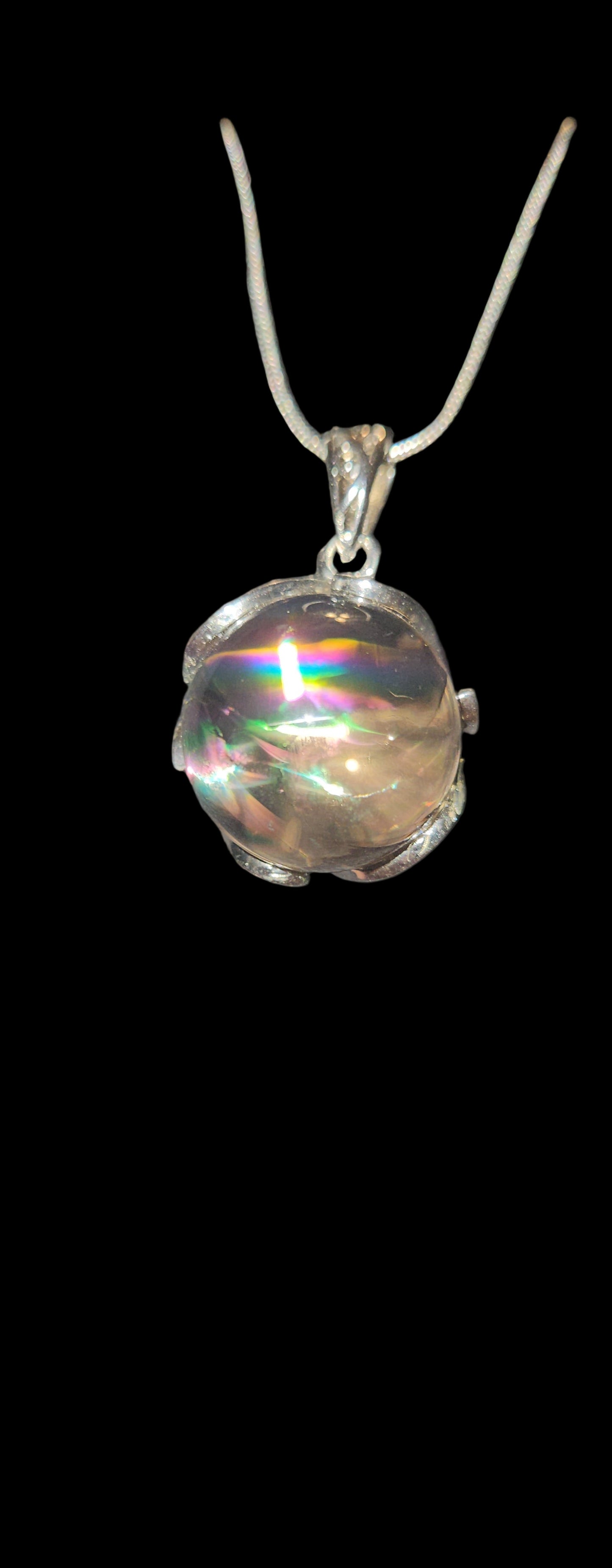 Smokey Quartz Sphere Necklace (S925)