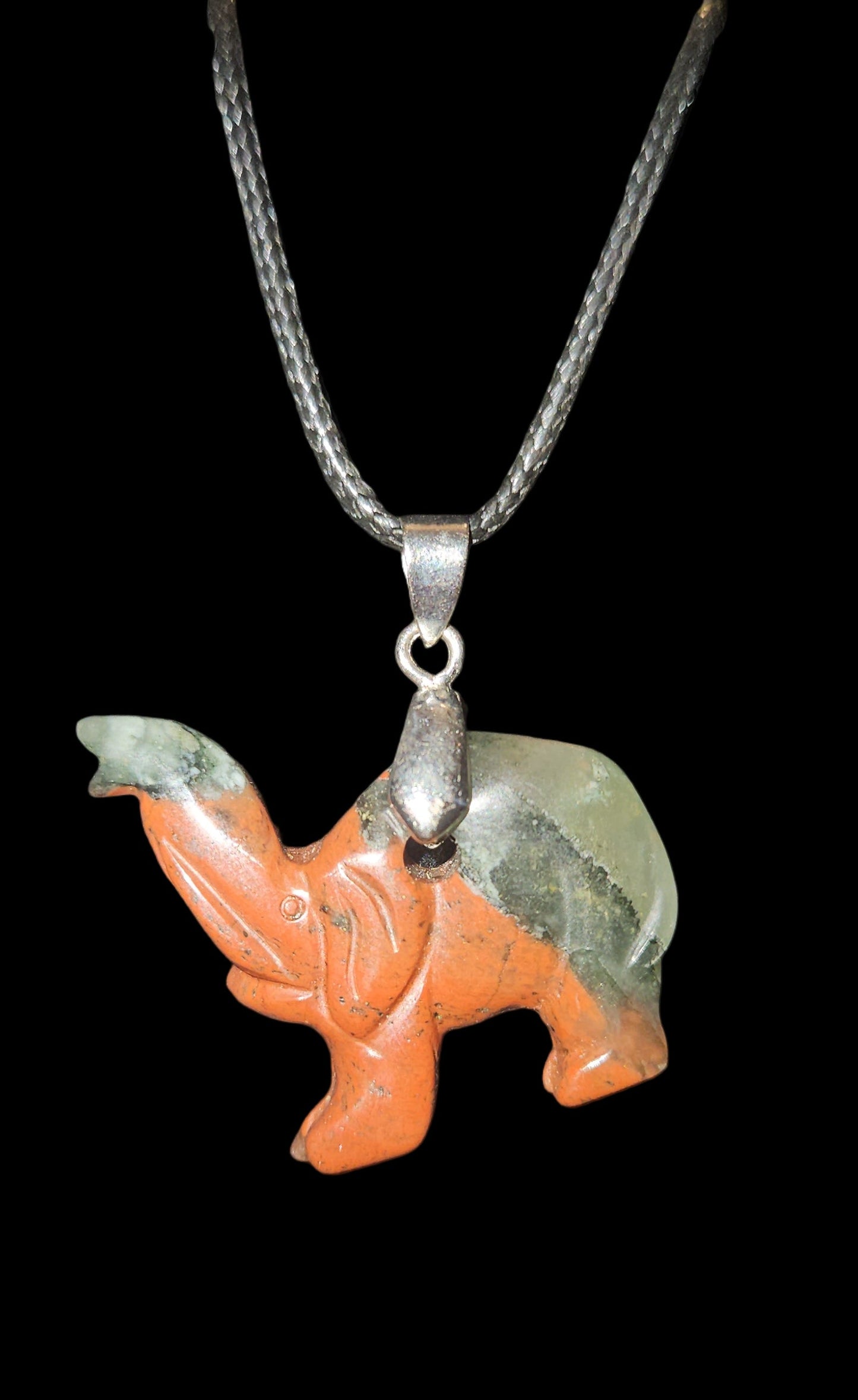 African Bloodstone Elephant Necklace