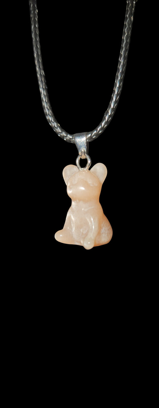 Peach Moonstone Dog Necklace