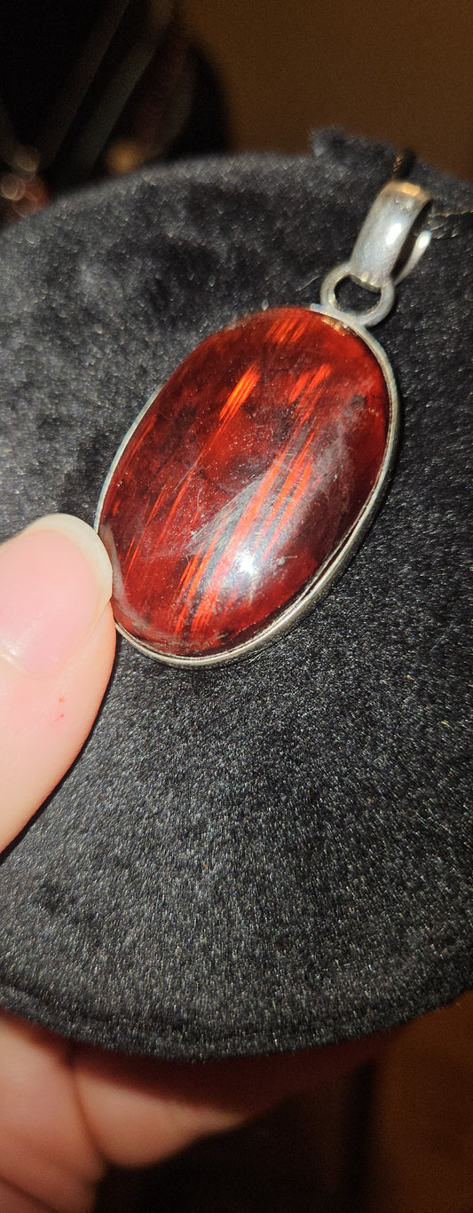 Red Labradorite Necklace (S925)