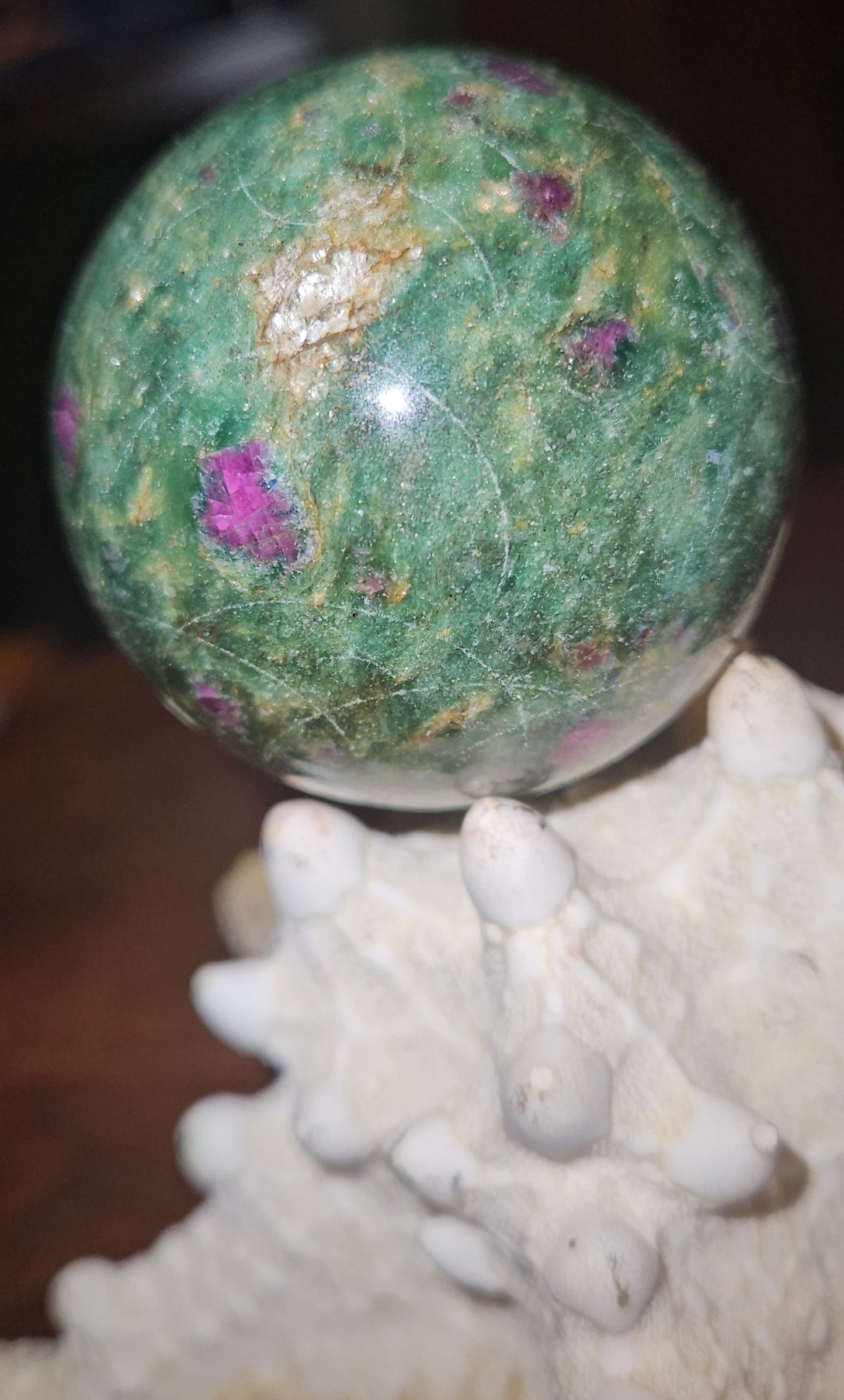 Ruby Zoisite Sphere (UV Reactive)