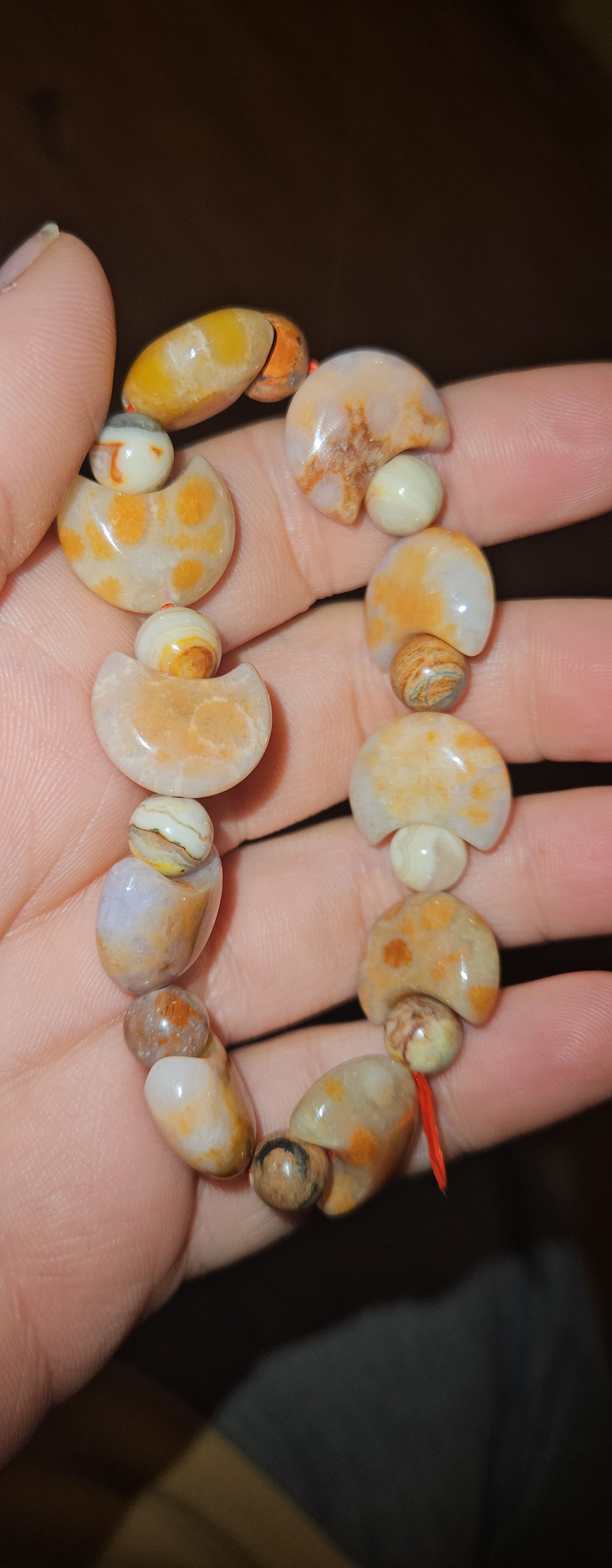 Coral Fossil Moon Bracelet