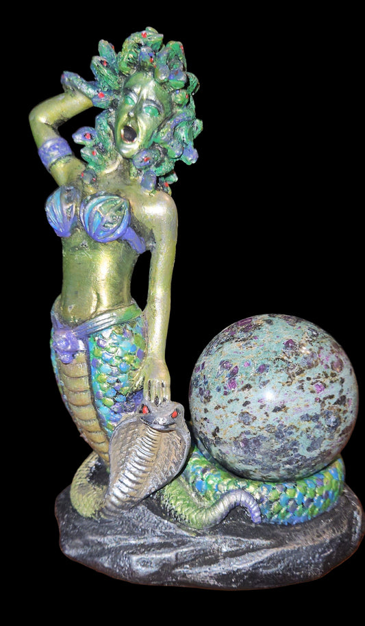 Ruby Zoisite on Medusa Hand painted Stand(UV Reactive)
