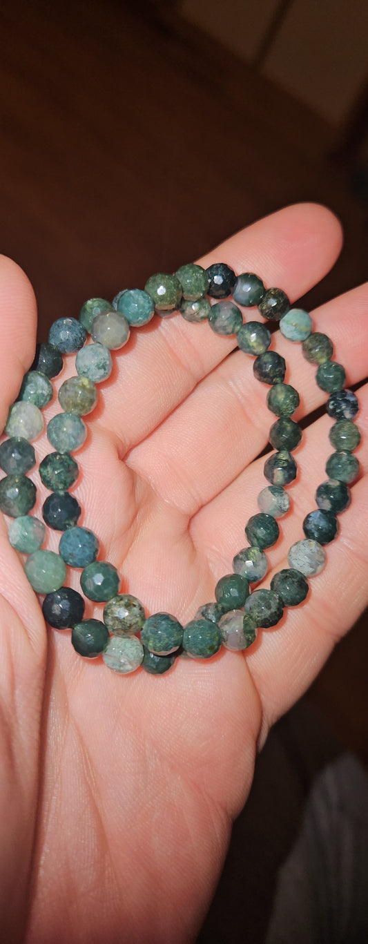Moss Agate Faceted Bracelet