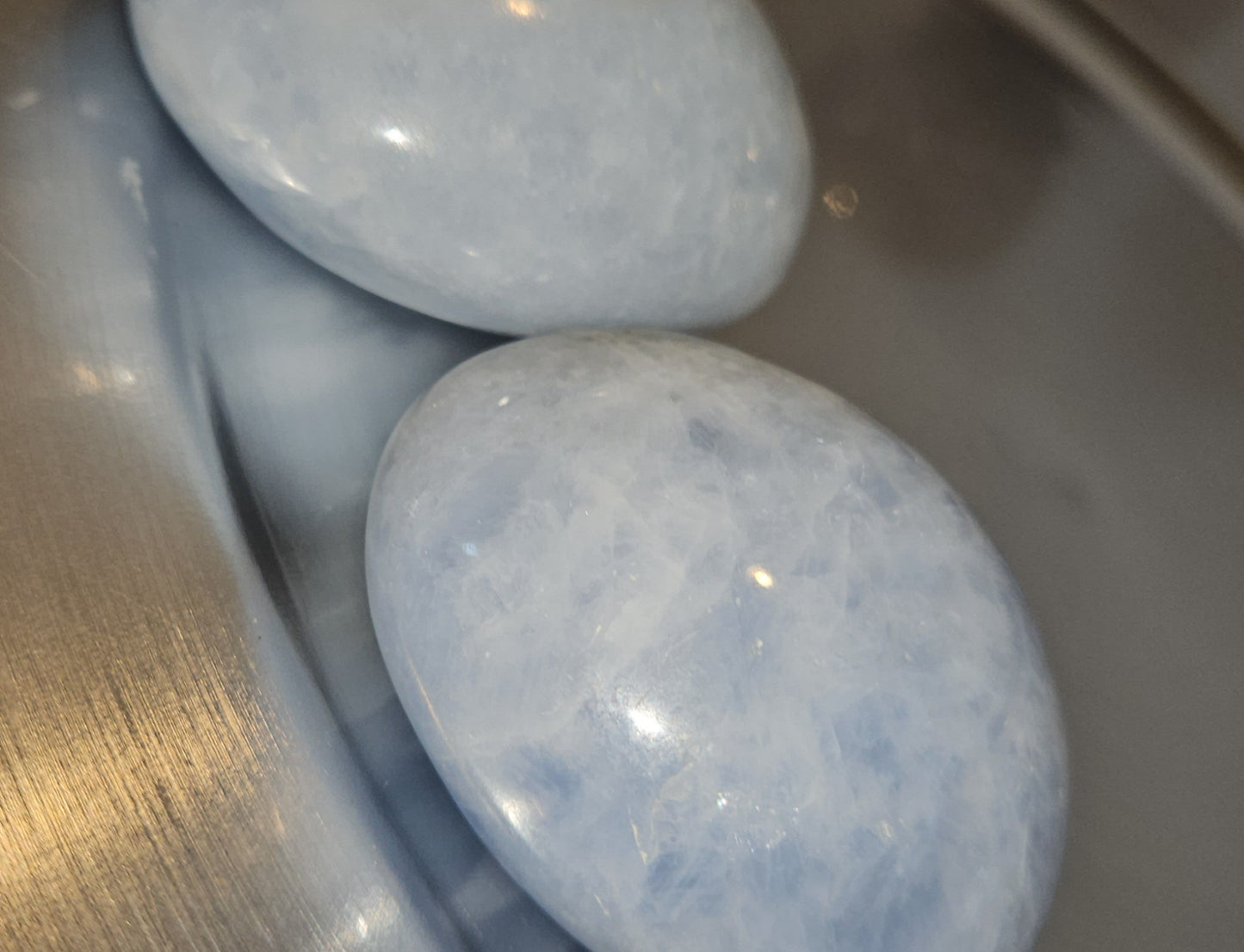 Blue Calcite Palm Stone