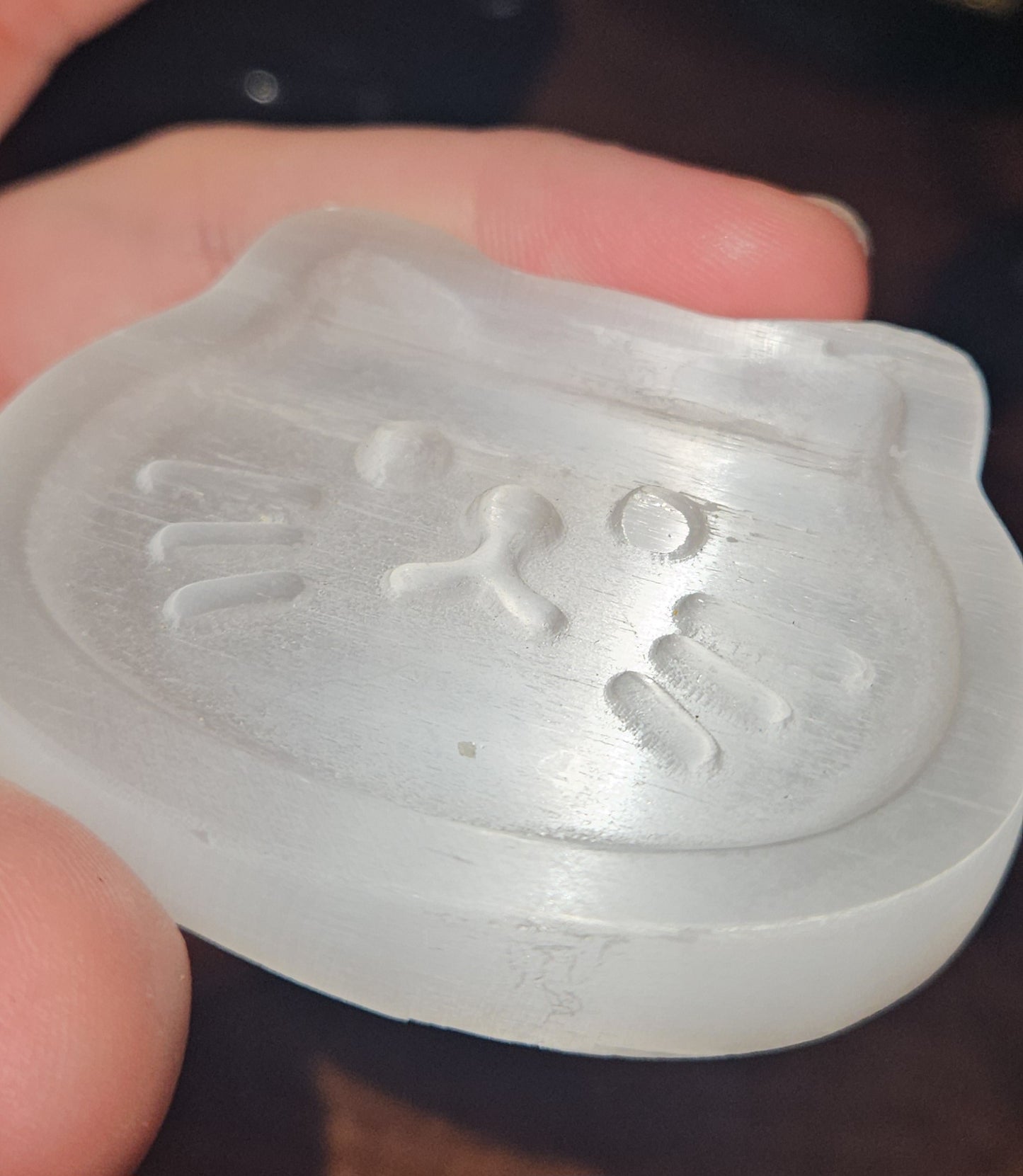 Selenite Cat Plate