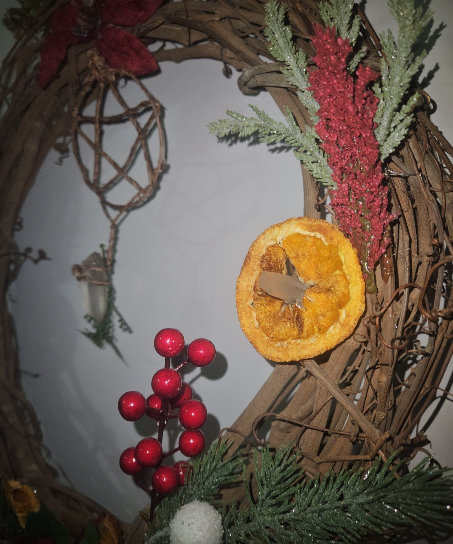 Yule Winter Solstice Crystal Infused Wreath