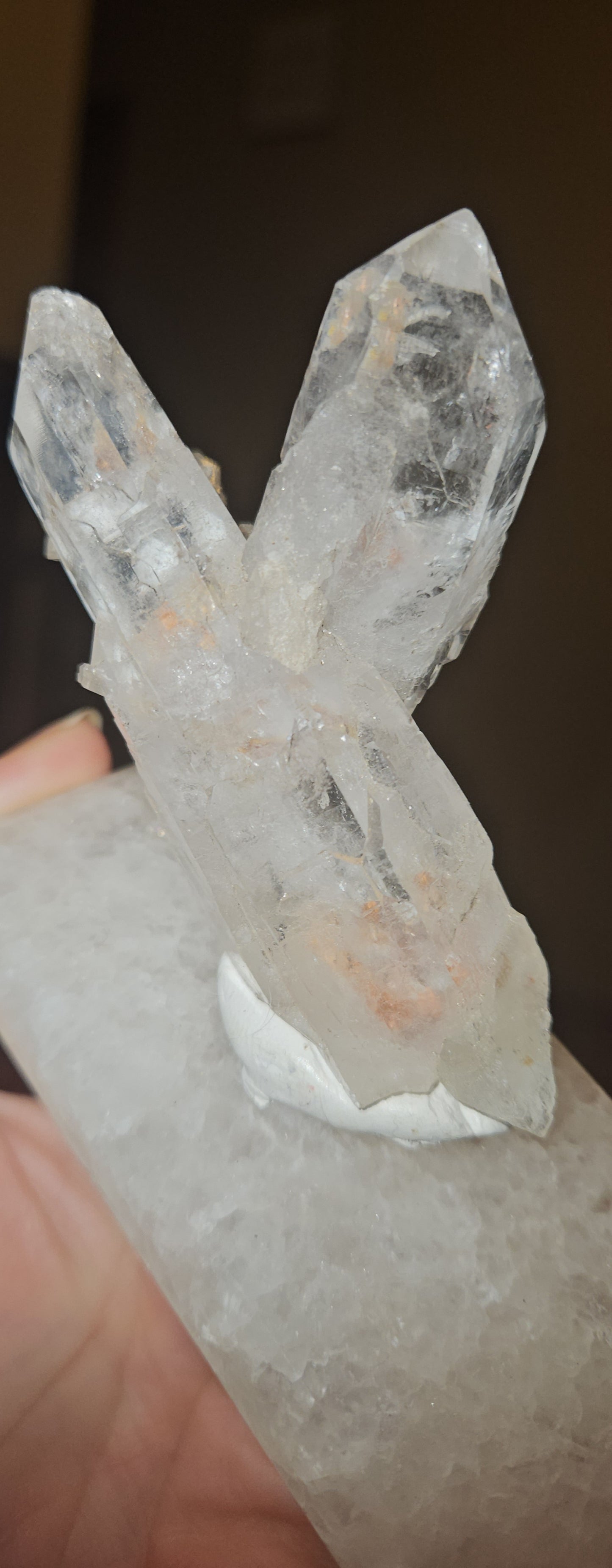 Brazilian Pink Lemurian Quartz with Quartz base