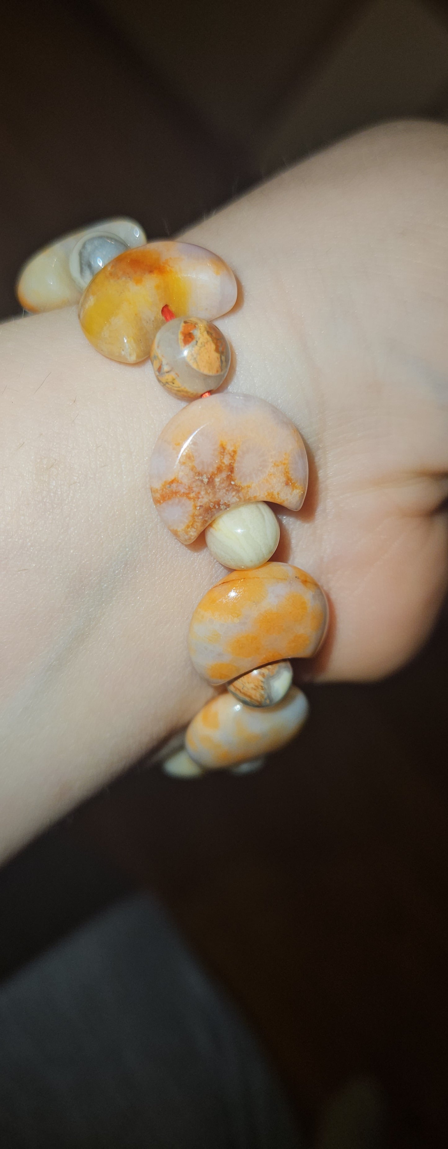 Coral Fossil Moon Bracelet