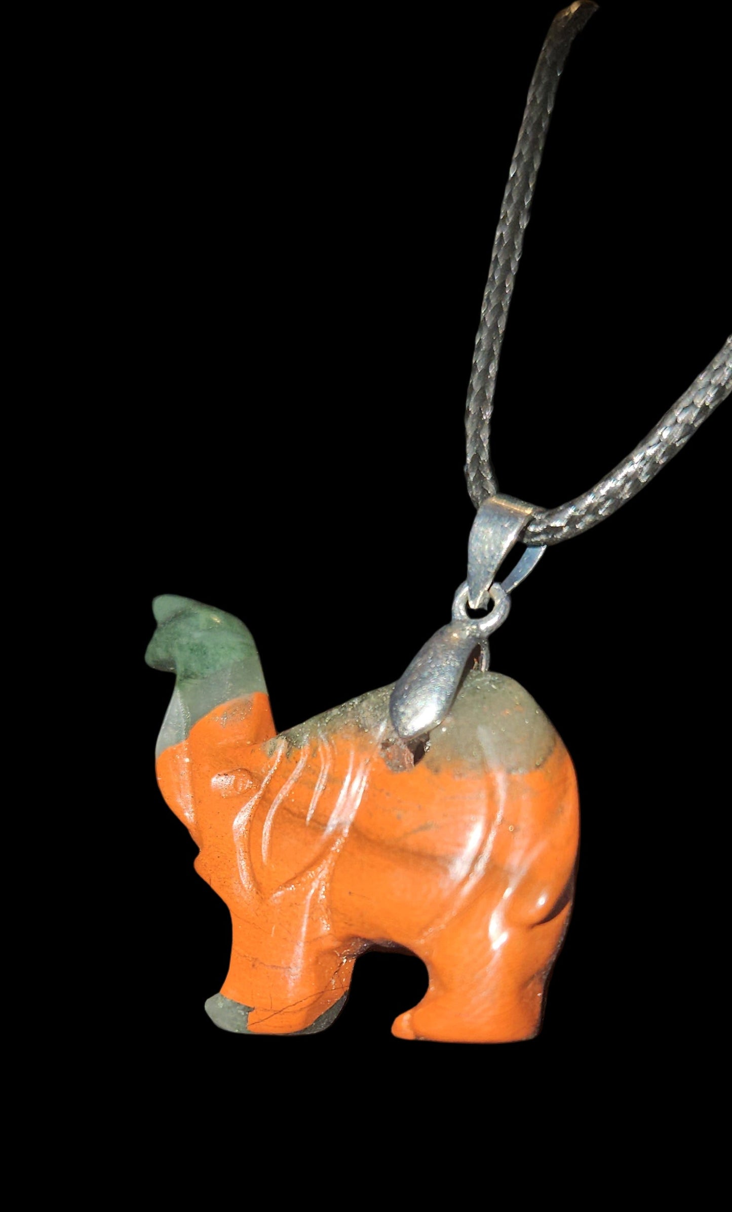 African Bloodstone Elephant Necklace