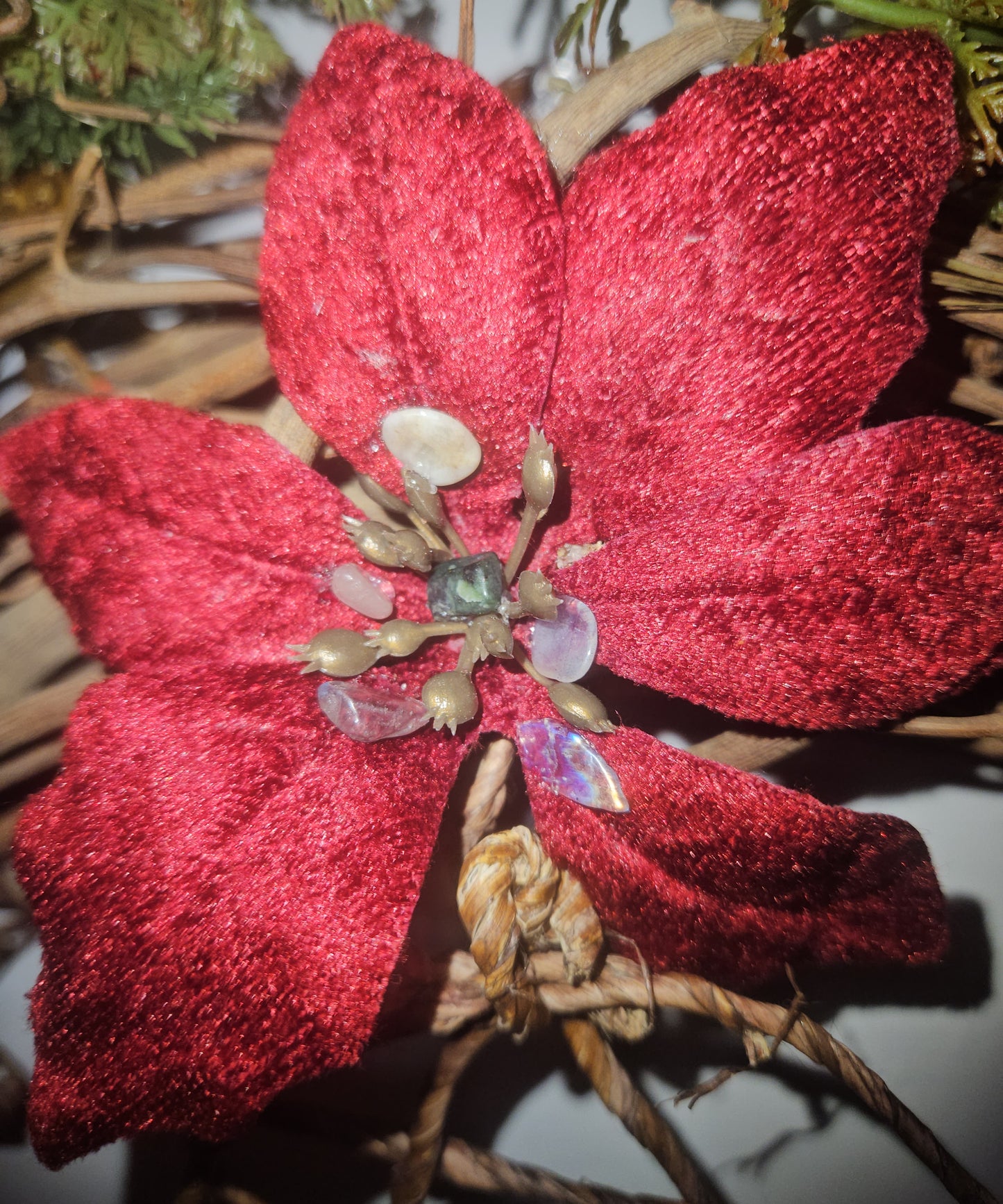 Yule Winter Solstice Crystal Infused Wreath