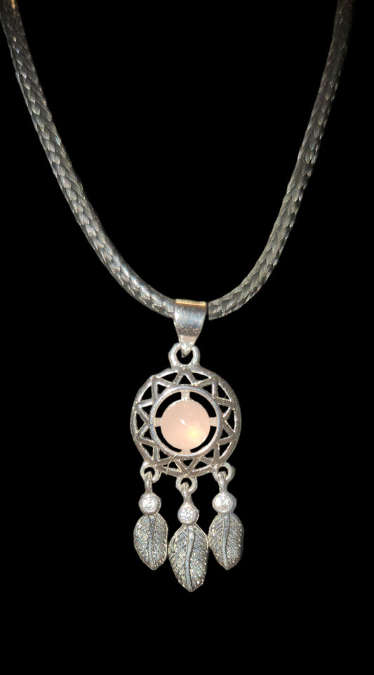 Rose Quartz Dream Catcher Necklace